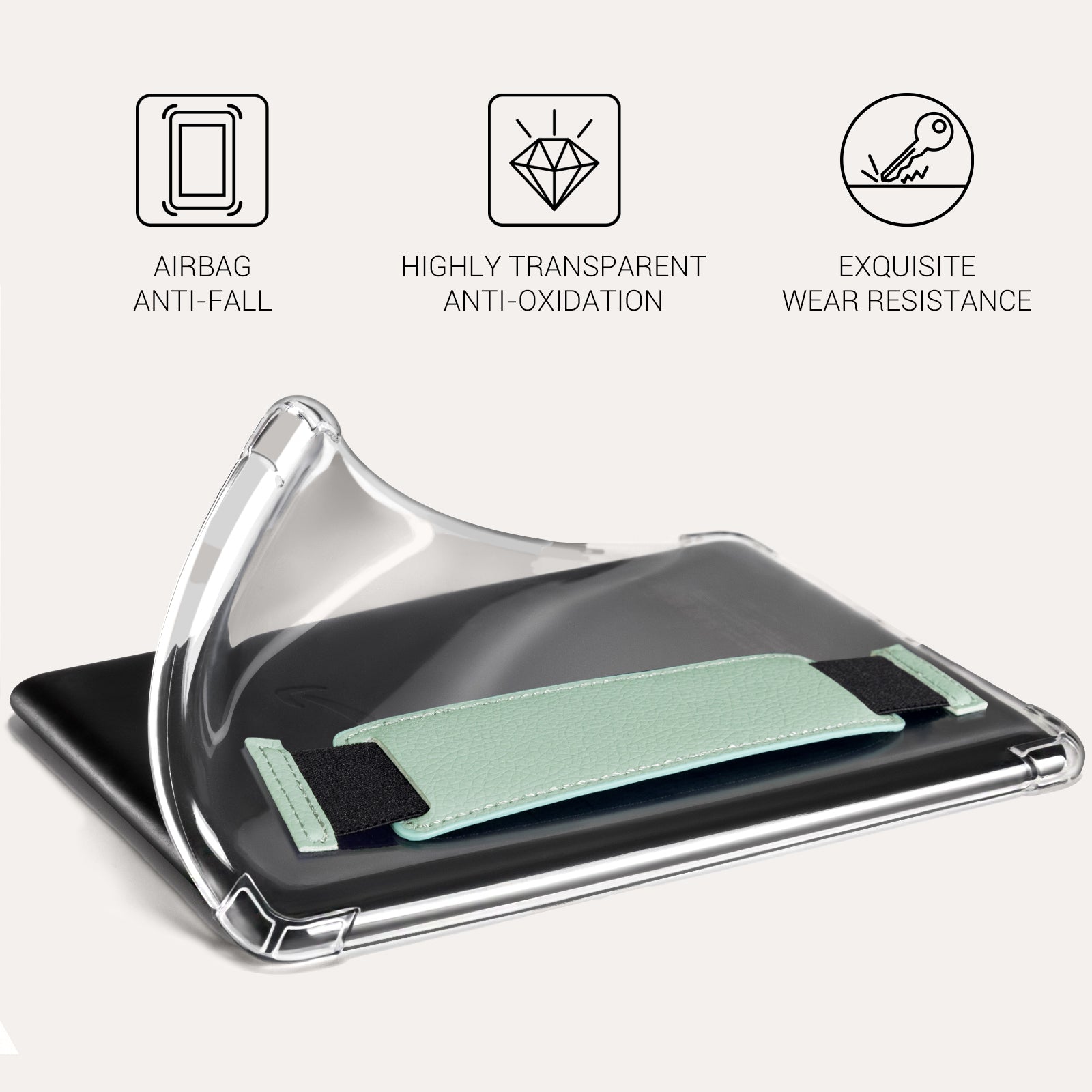 Kindle Paperwhite 12th Gen (2024 7 inch) Clear with Hand Strap Case#Color_Sage Green