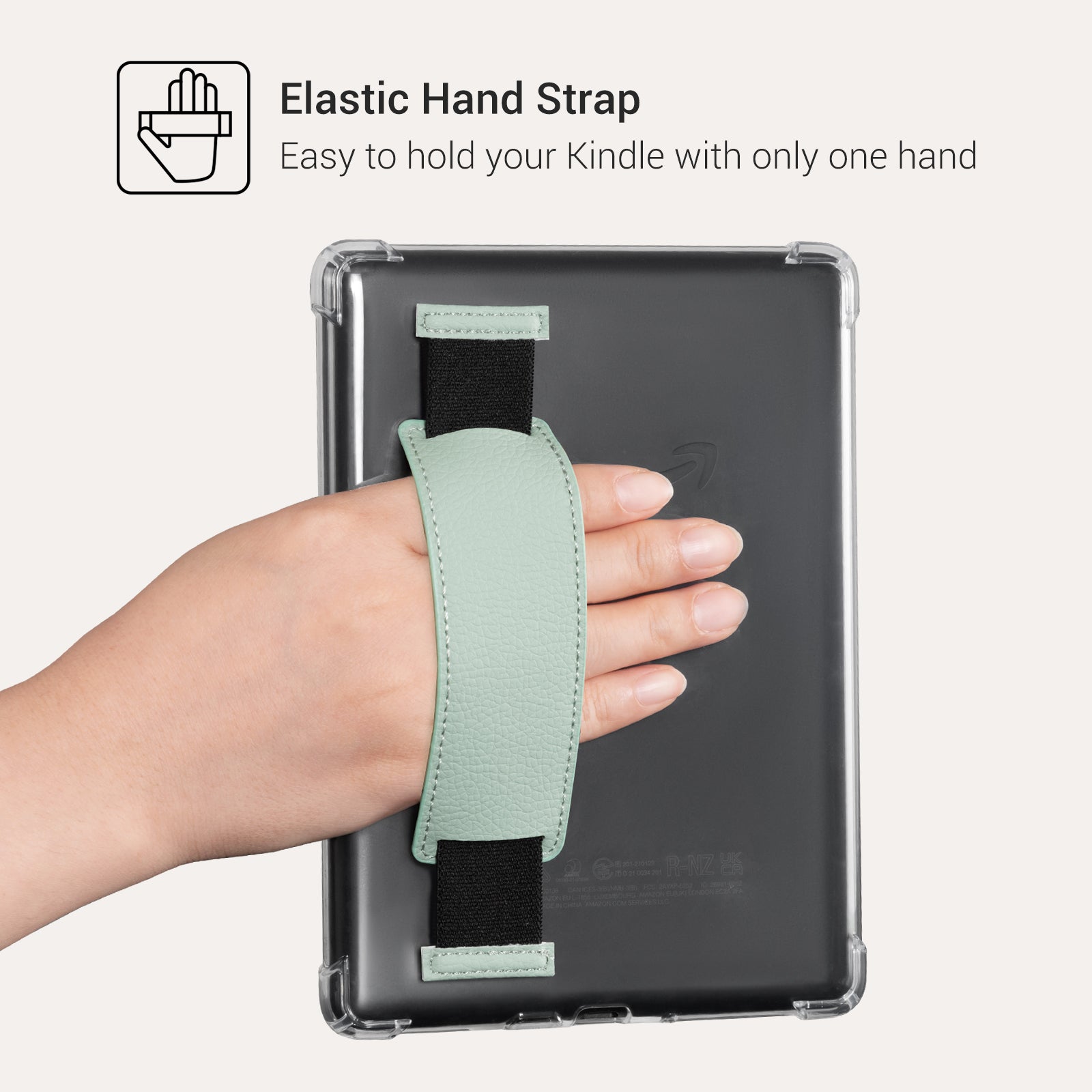 Kindle Paperwhite 12th Gen (2024 7 inch) Clear with Hand Strap Case#Color_Sage Green
