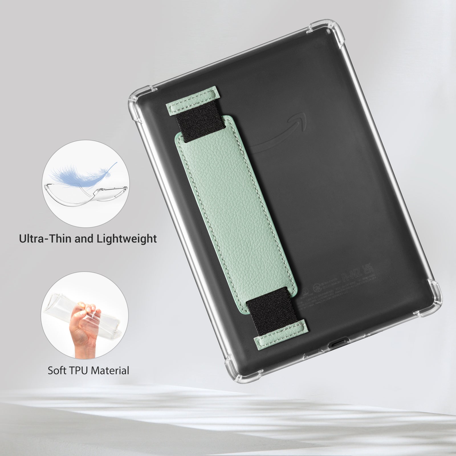 Kindle Paperwhite 12th Gen (2024 7 inch) Clear with Hand Strap Case#Color_Sage Green