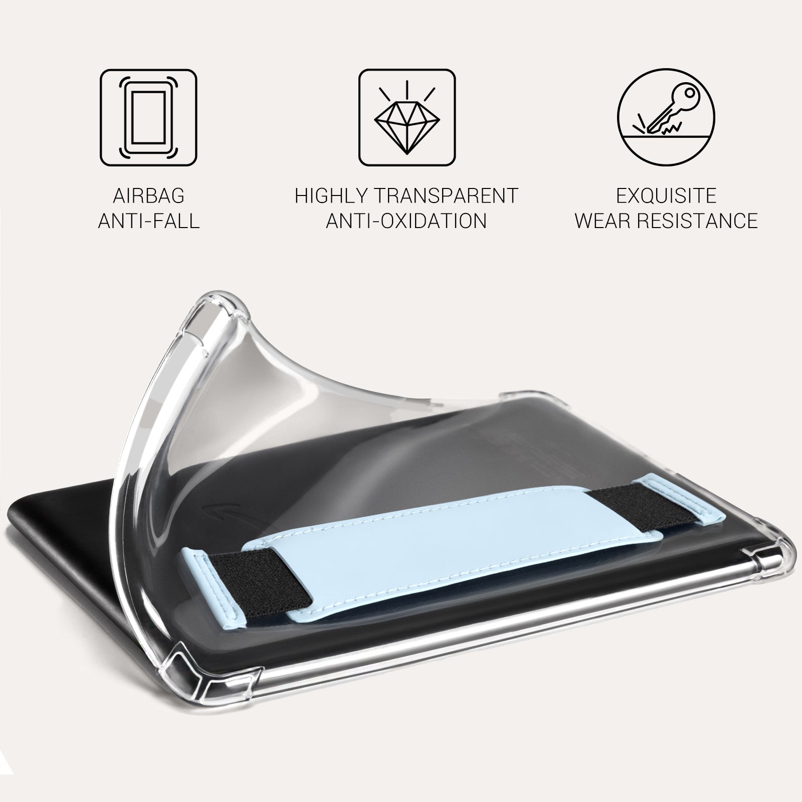 Kindle Paperwhite 12th Gen (2024 7 inch) Clear with Hand Strap Case#Color_Sky Blue