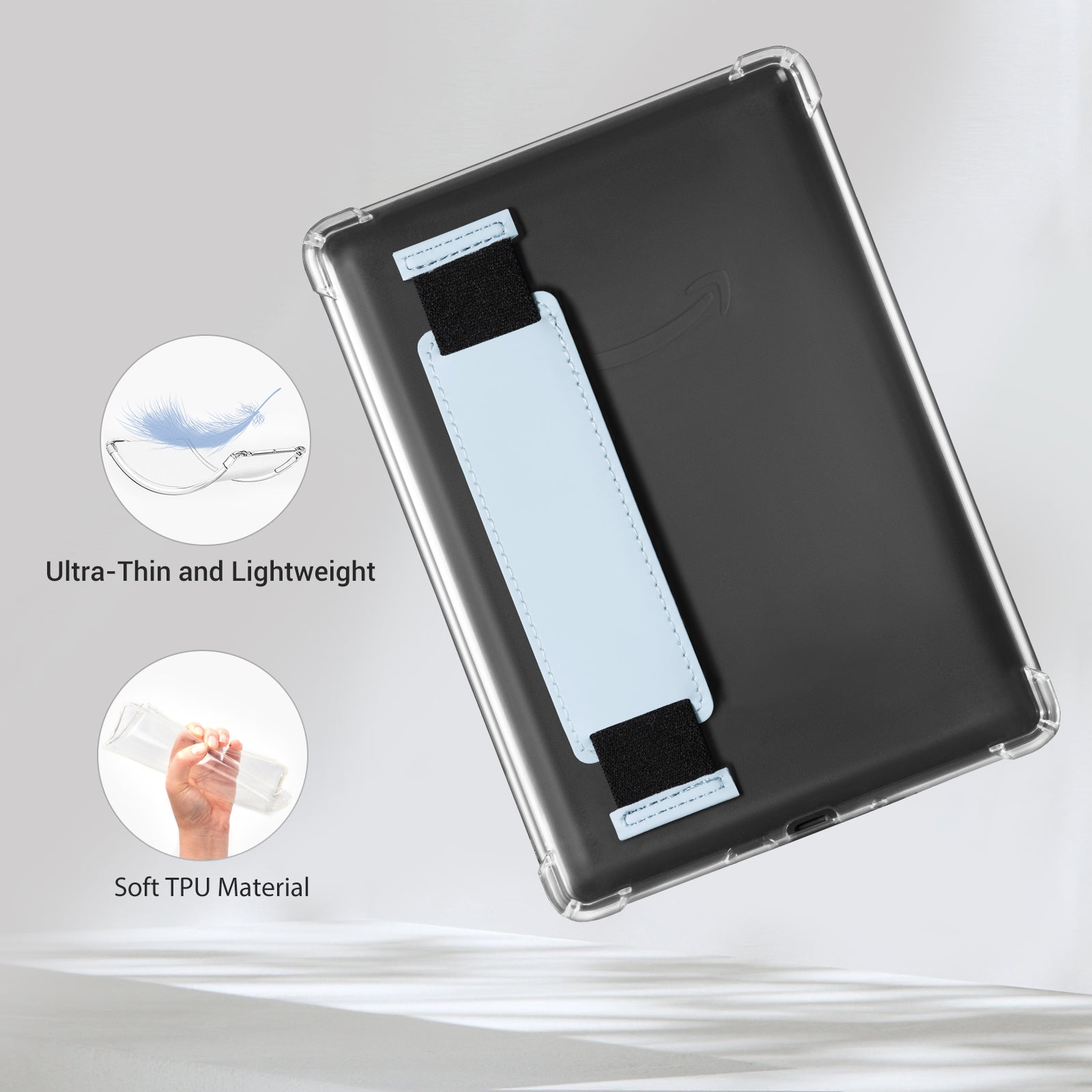 Kindle Paperwhite 12th Gen (2024 7 inch) Clear with Hand Strap Case#Color_Sky Blue
