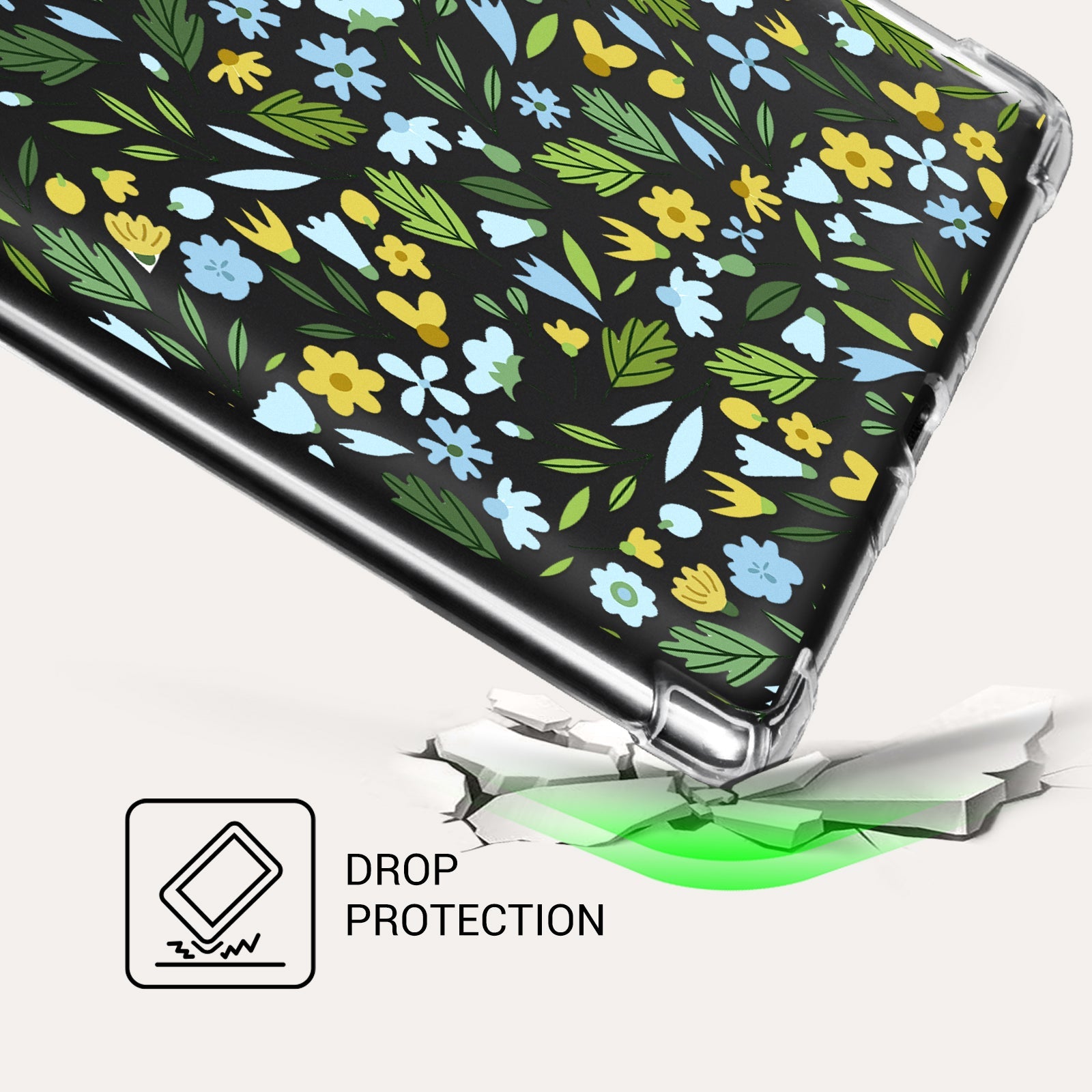 Kindle Paperwhite 12th Gen (2024 7 inch) clear-prints Case#Color_Green Leaves with Yellow Blossoms