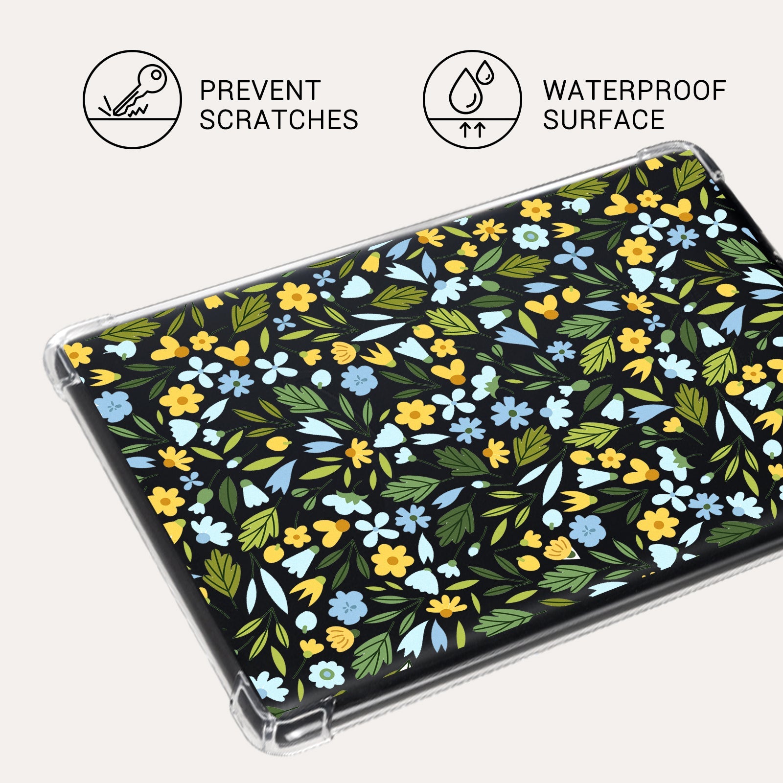 Kindle Paperwhite 12th Gen (2024 7 inch) clear-prints Case#Color_Green Leaves with Yellow Blossoms