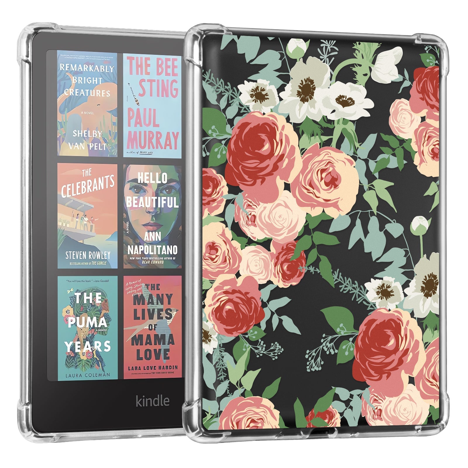 Kindle Paperwhite 12th Gen (2024 7 inch) clear-prints Case#Color_Red Rose