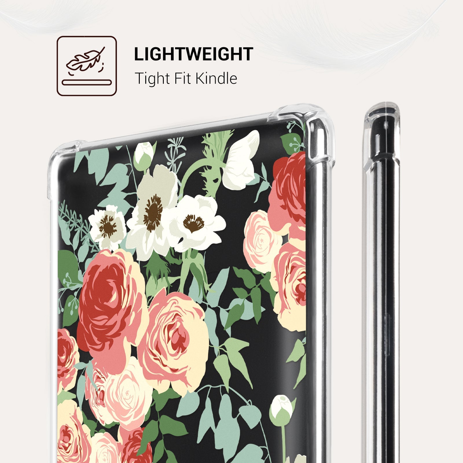 Kindle Paperwhite 12th Gen (2024 7 inch) clear-prints Case#Color_Red Rose