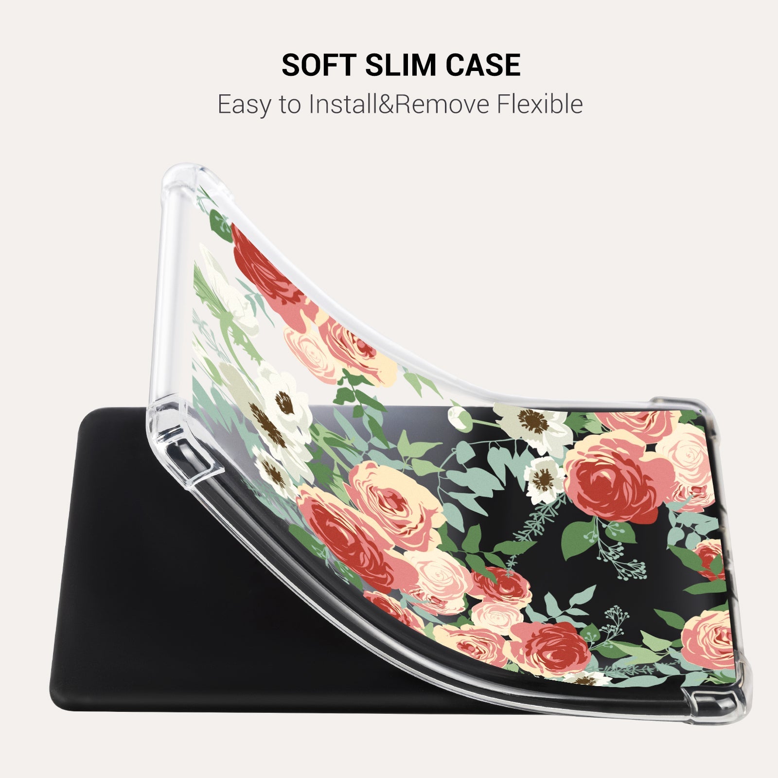 Kindle Paperwhite 12th Gen (2024 7 inch) clear-prints Case#Color_Red Rose