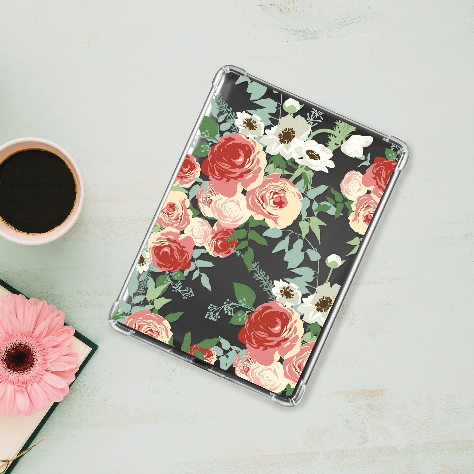 Kindle Paperwhite 12th Gen (2024 7 inch) clear-prints Case#Color_Red Rose