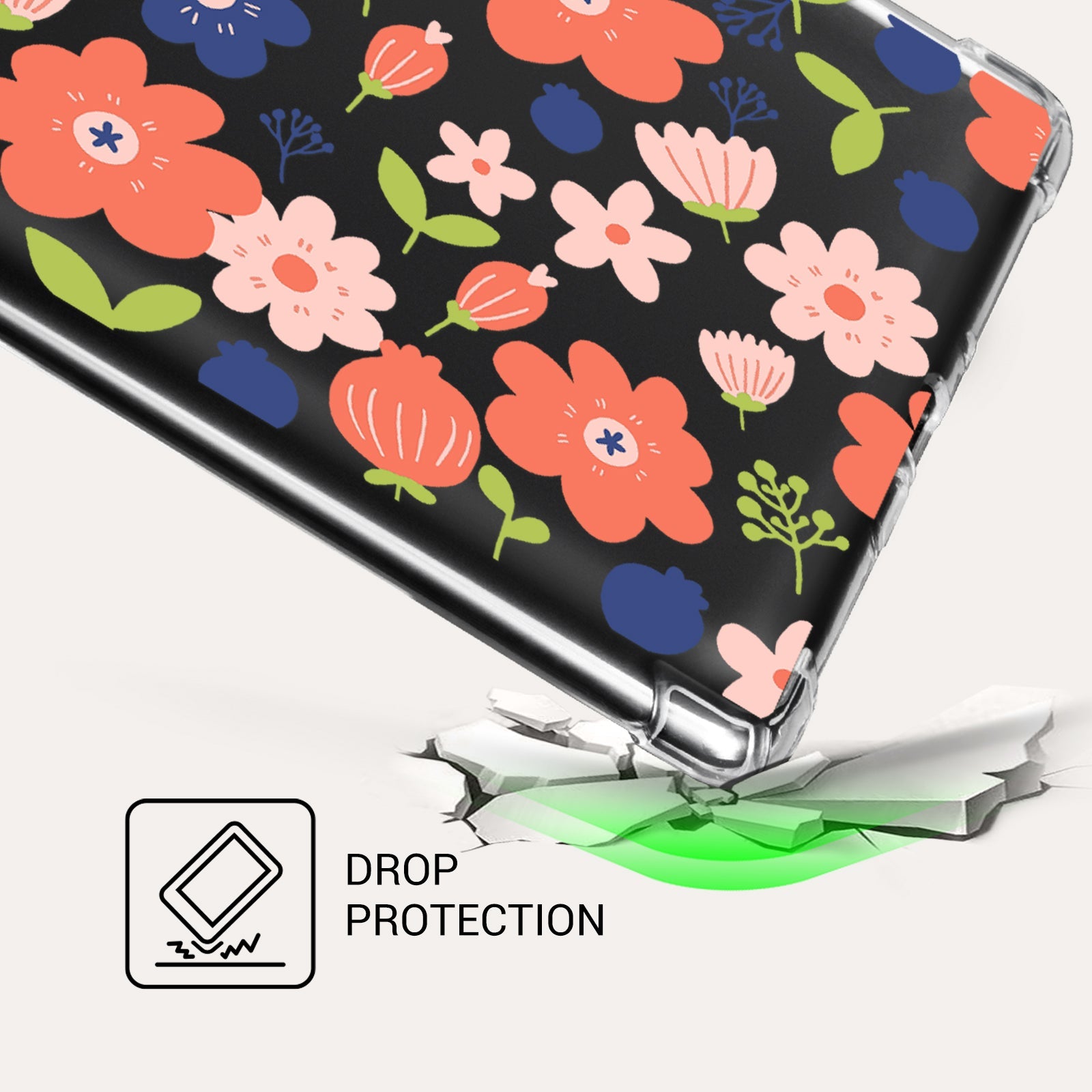 Kindle Paperwhite 12th Gen (2024 7 inch) clear-prints Case#Color_Red With Blue Floral Cluster