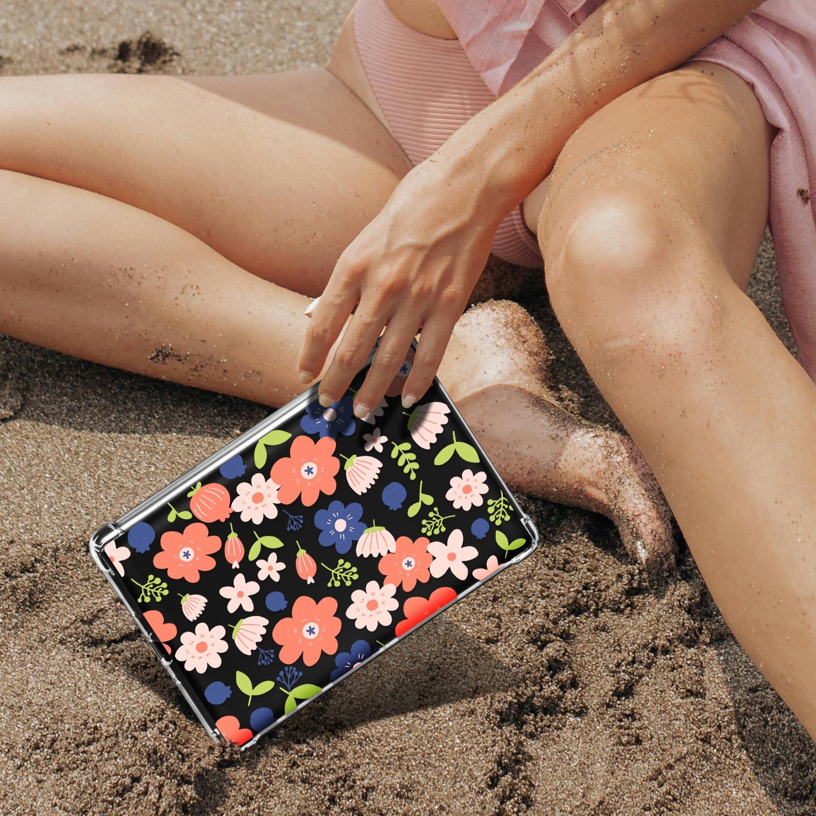 Kindle Paperwhite 12th Gen (2024 7 inch) clear-prints Case#Color_Red With Blue Floral Cluster