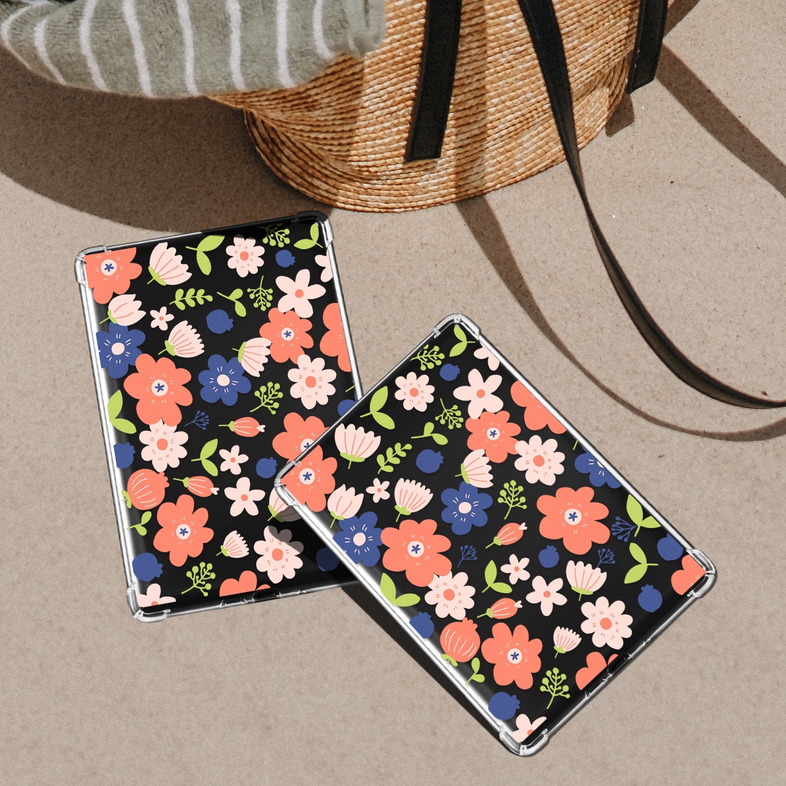 Kindle Paperwhite 12th Gen (2024 7 inch) clear-prints Case#Color_Red With Blue Floral Cluster