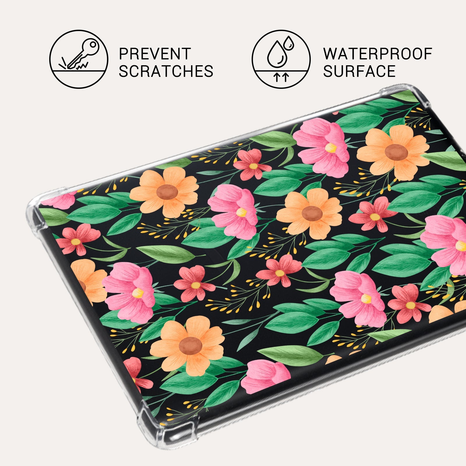 Kindle Paperwhite 12th Gen (2024 7 inch) clear-prints Case#Color_Red Yellow Flower with Green Leaves