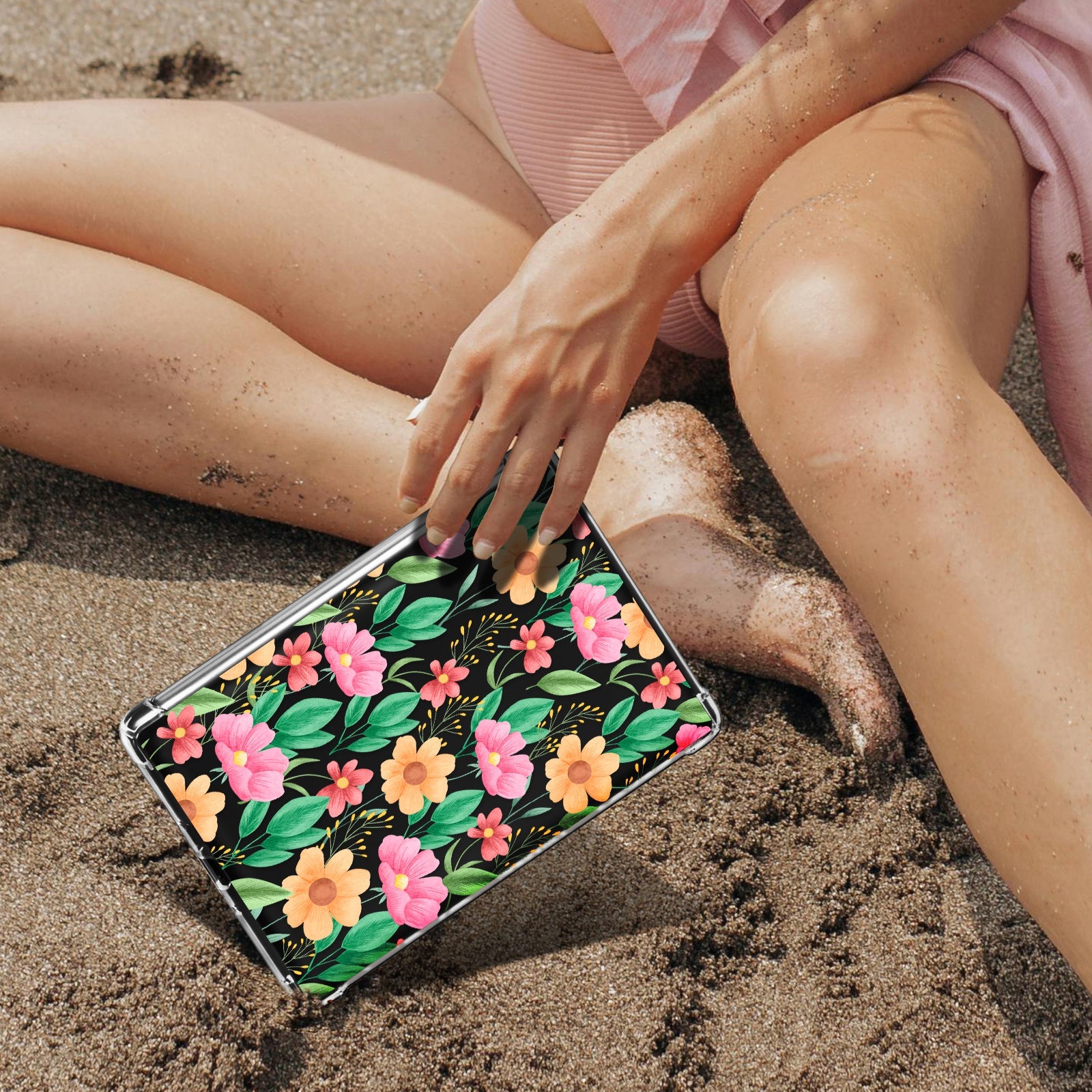 Kindle Paperwhite 12th Gen (2024 7 inch) clear-prints Case#Color_Red Yellow Flower with Green Leaves