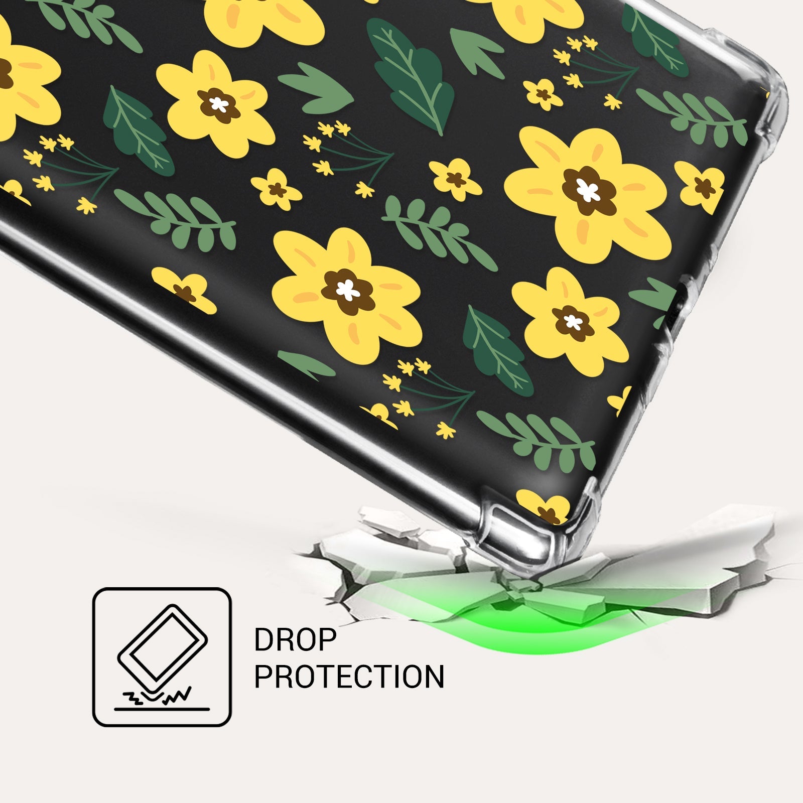 Kindle Paperwhite 12th Gen (2024 7 inch) clear-prints Case#Color_Yellow Bloom with Green Leaves