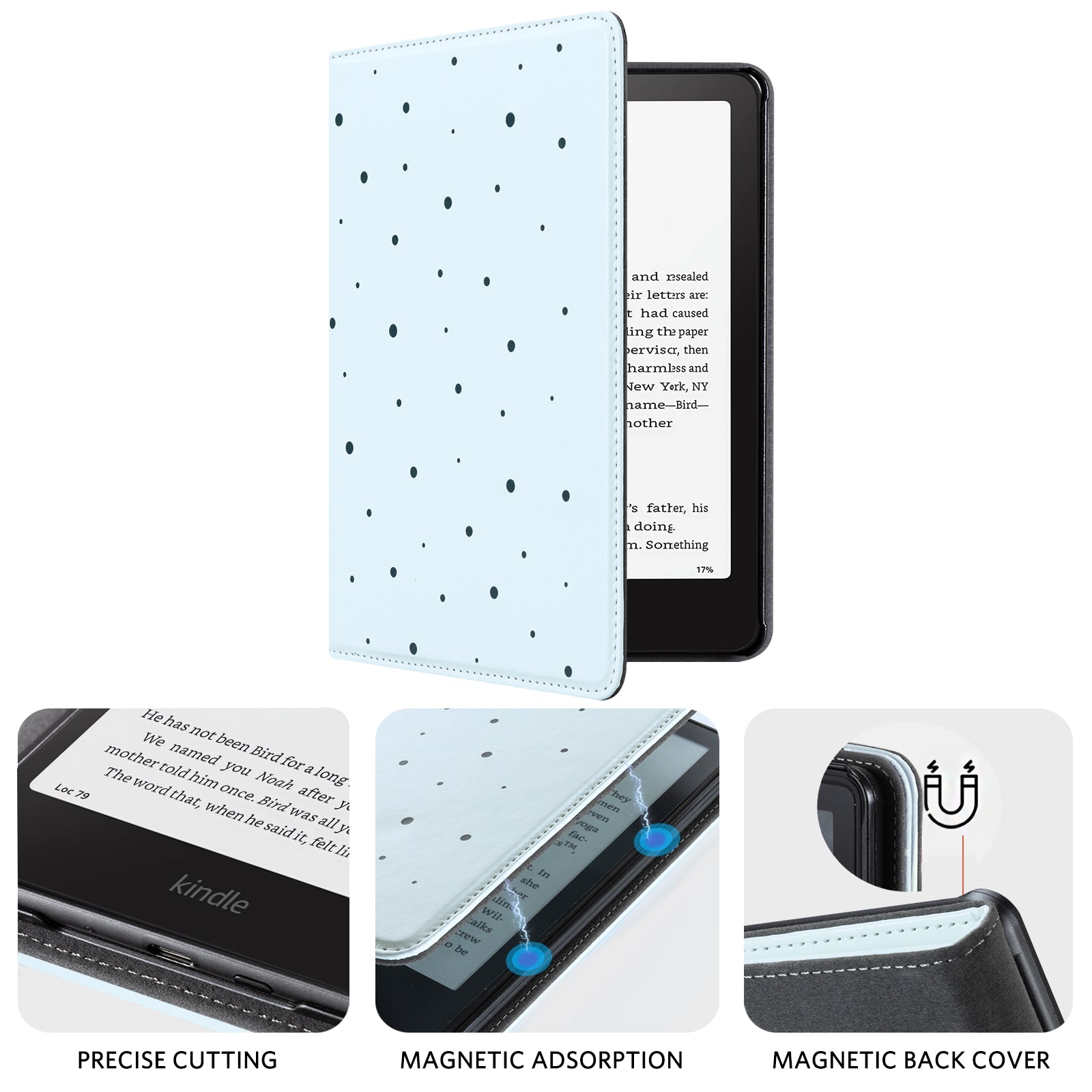 Kindle Paperwhite 12th Gen (2024 7 inch) stand-Magnetic Case#Color_Blue Points