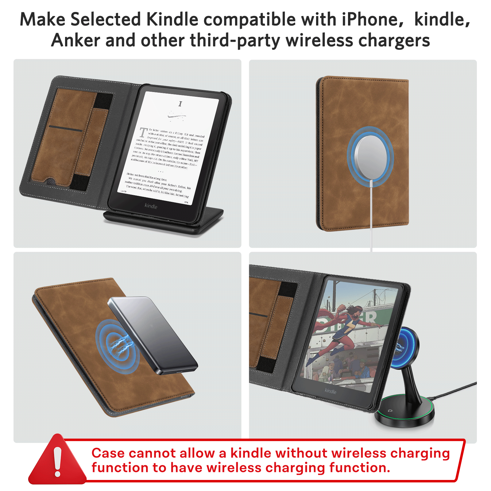 Kindle Paperwhite 12th Gen (2024 7 inch) stand-Magnetic Case#Color_Dark Brown