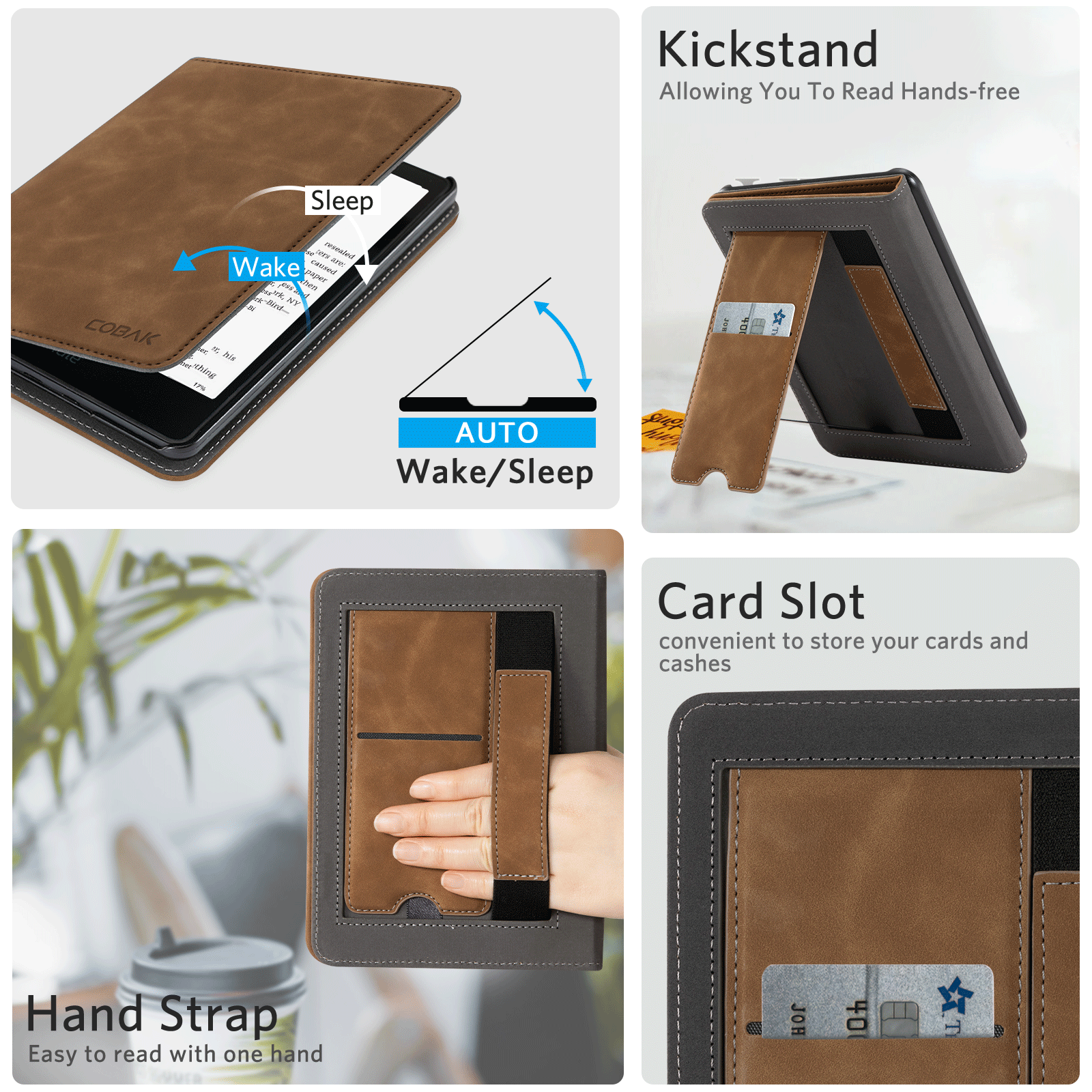 Kindle Paperwhite 12th Gen (2024 7 inch) stand-Magnetic Case#Color_Dark Brown