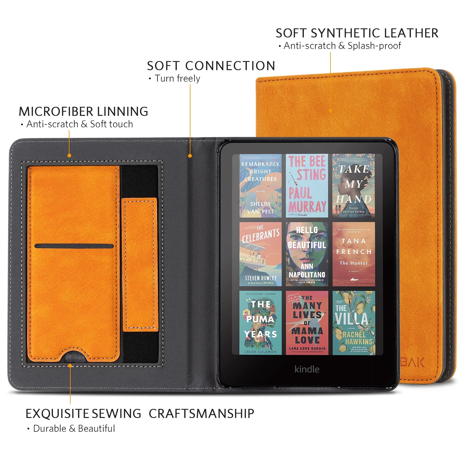 Kindle Paperwhite 12th Gen (2024 7 inch) stand-Magnetic Case#Color_Orange