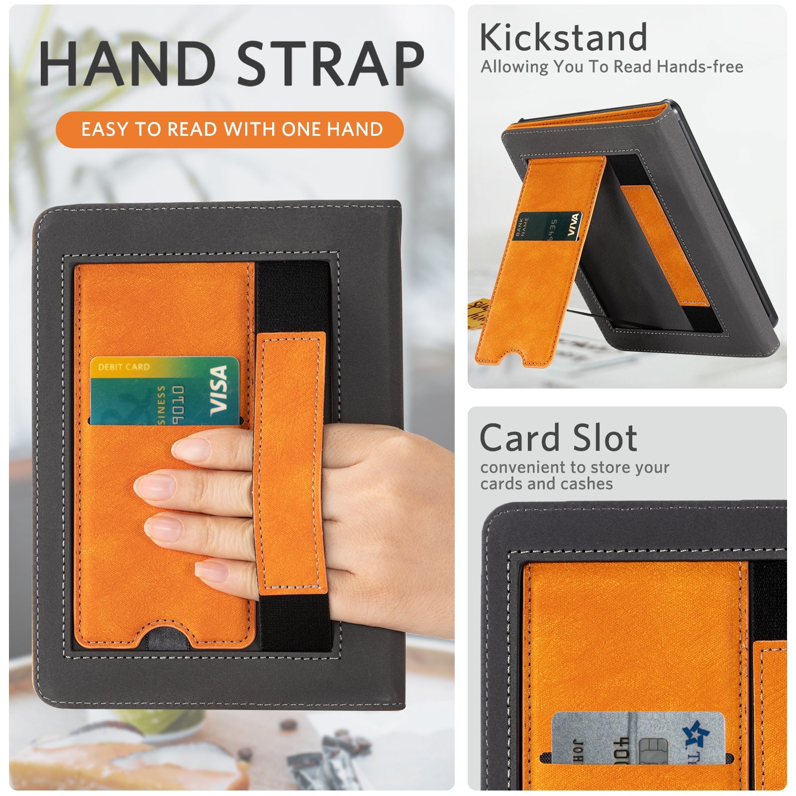 Kindle Paperwhite 12th Gen (2024 7 inch) stand-Magnetic Case#Color_Orange