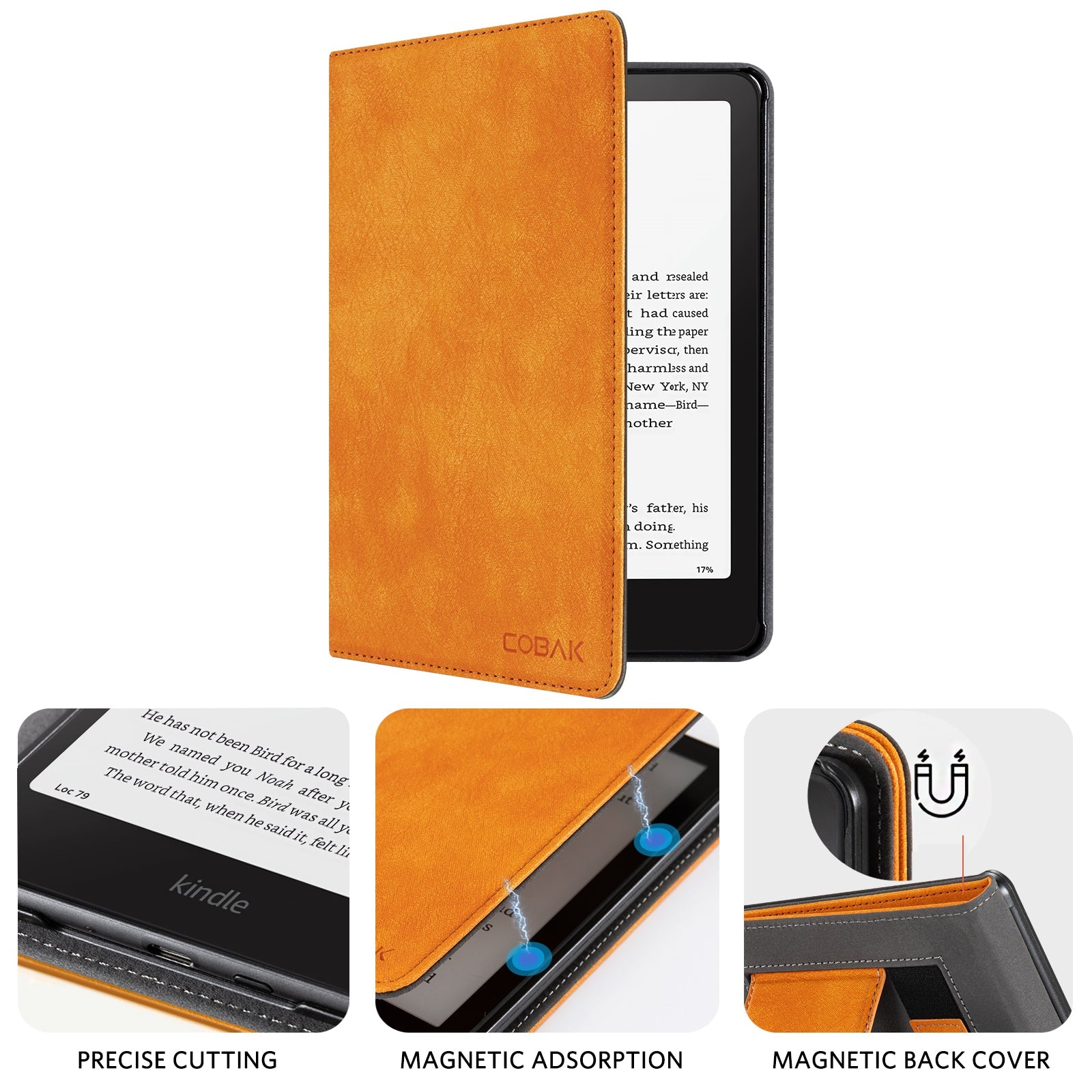 Kindle Paperwhite 12th Gen (2024 7 inch) stand-Magnetic Case#Color_Orange
