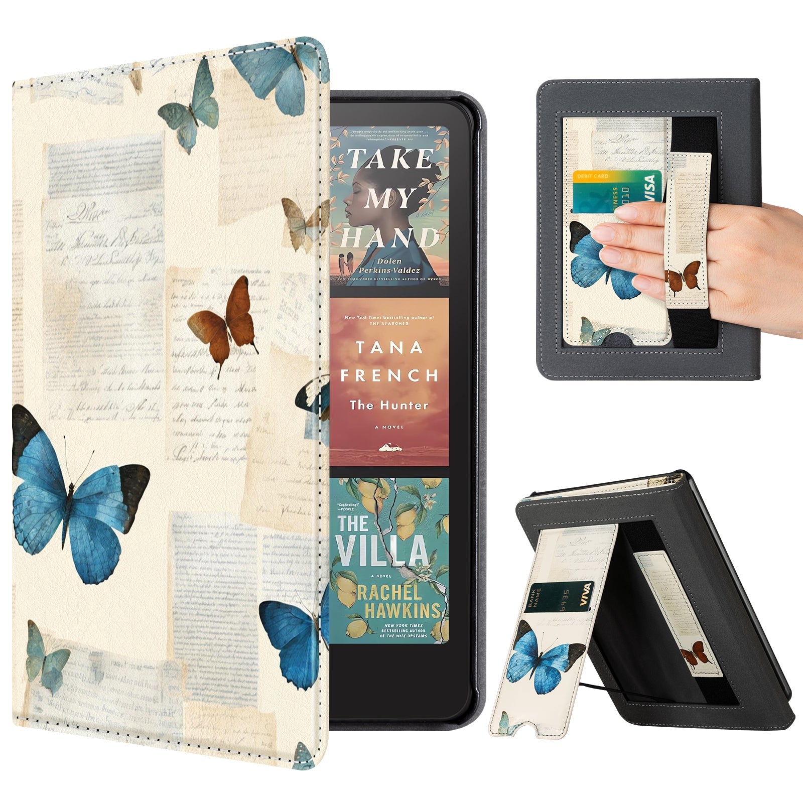 Eden Beige Butterfly Kindle Paperwhite 7 inch Case With Stand
