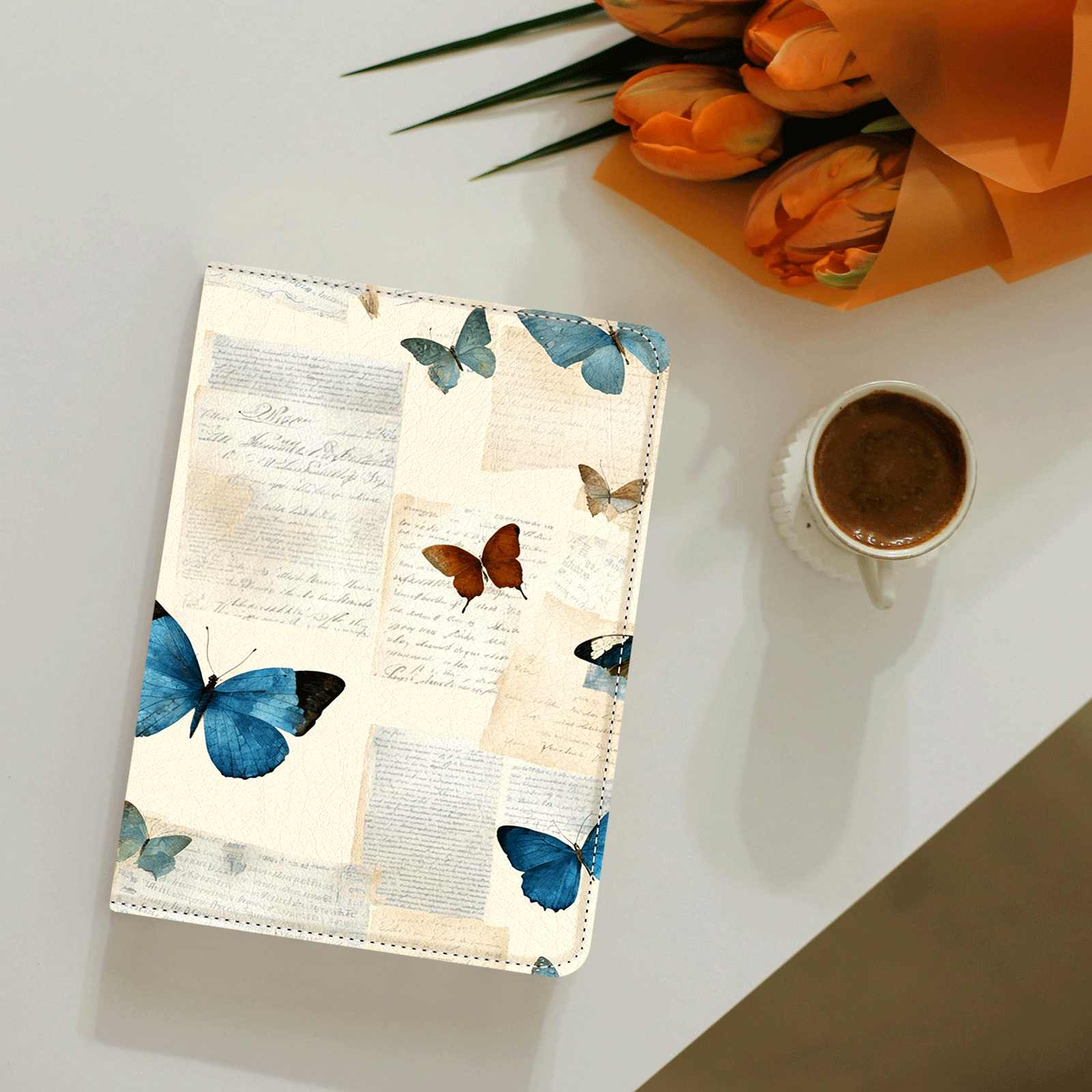 Eden Beige Butterfly Kindle Paperwhite 7 inch Case With Stand