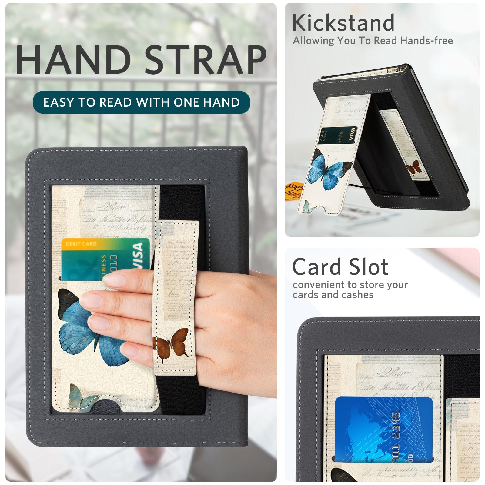 Eden Beige Butterfly Kindle Paperwhite 7 inch Case With Stand