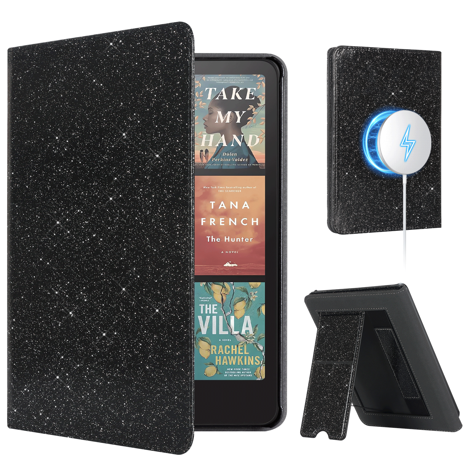 Kindle Paperwhite 12th Gen (2024 7 inch) stand-Prints Case#Color_Black Glitter