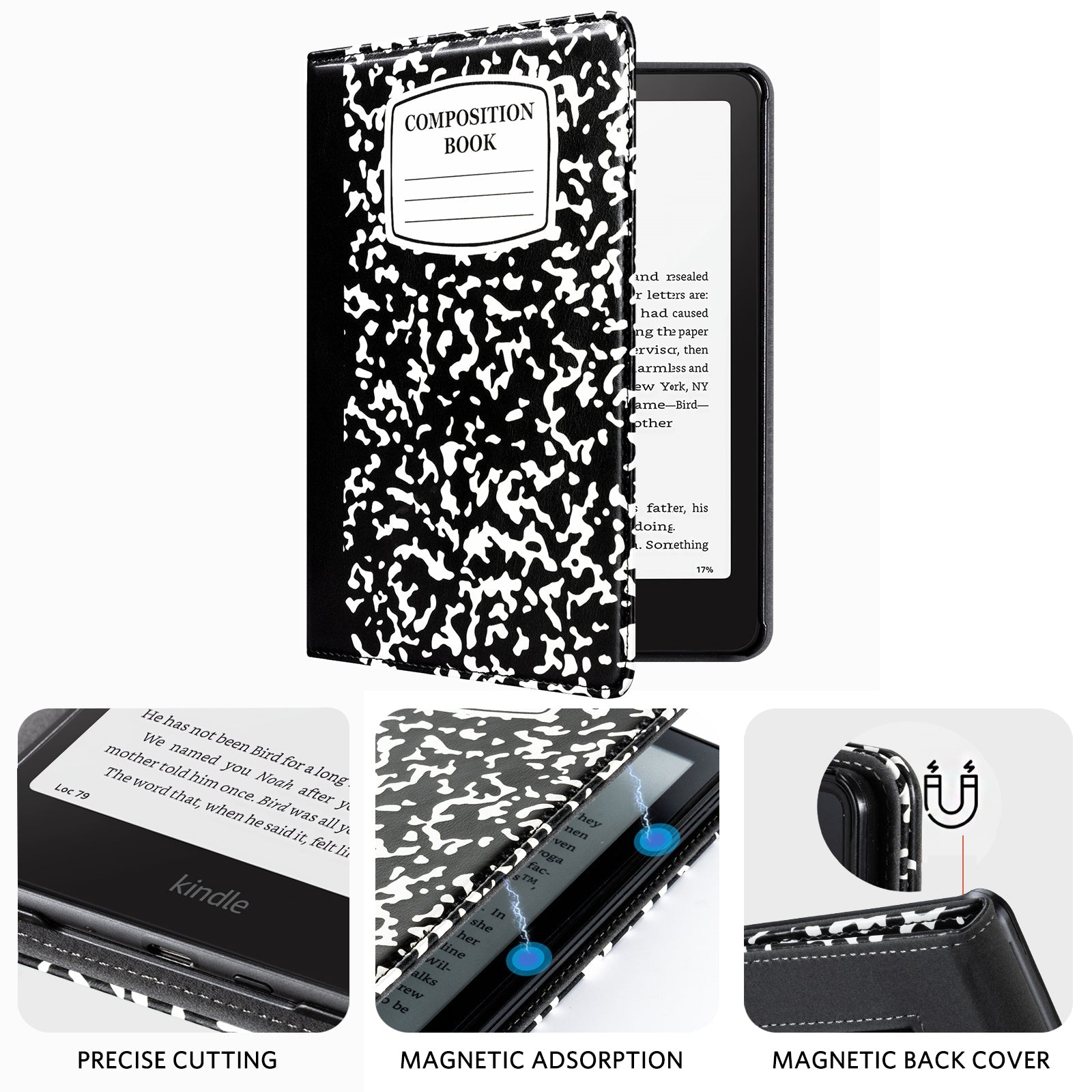 Kindle Paperwhite 12th Gen (2024 7 inch) stand-Prints Case#Color_Black Notes
