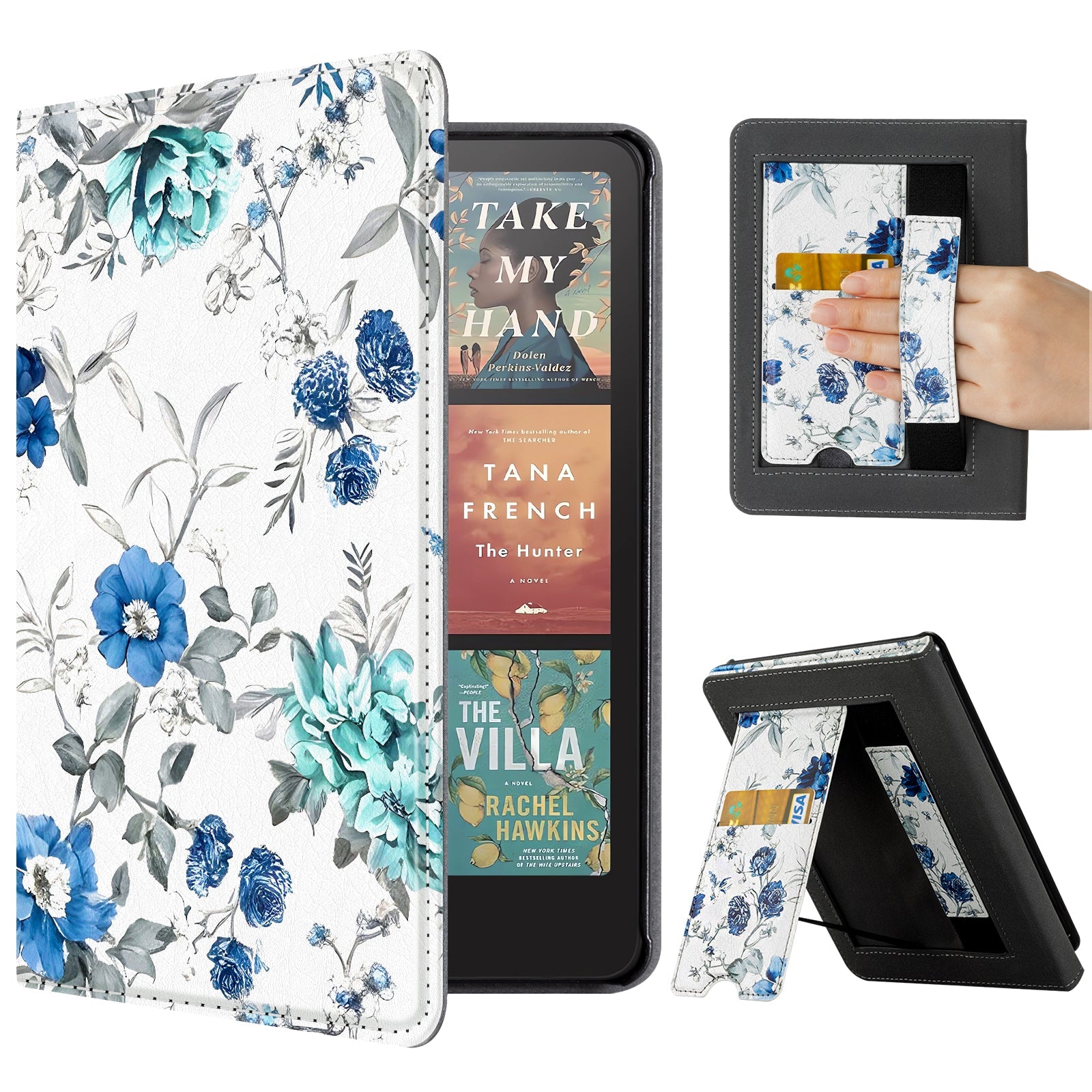 Eden Blue Floral Kindle Paperwhite 7 inch Case With Stand