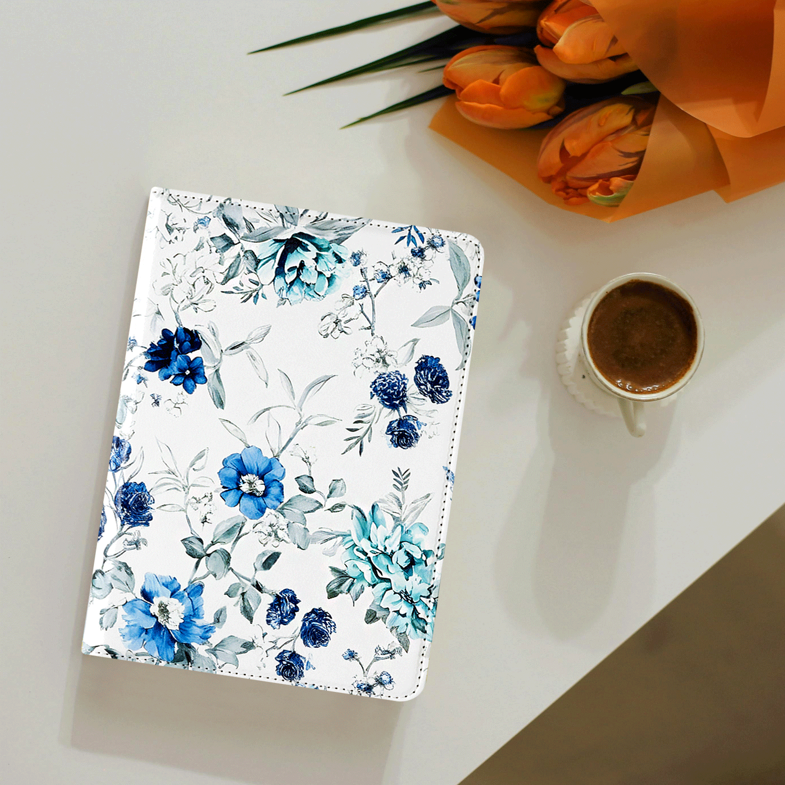 Kindle Paperwhite 12th Gen (2024 7 inch) stand-Prints Case#Color_Blue Floral