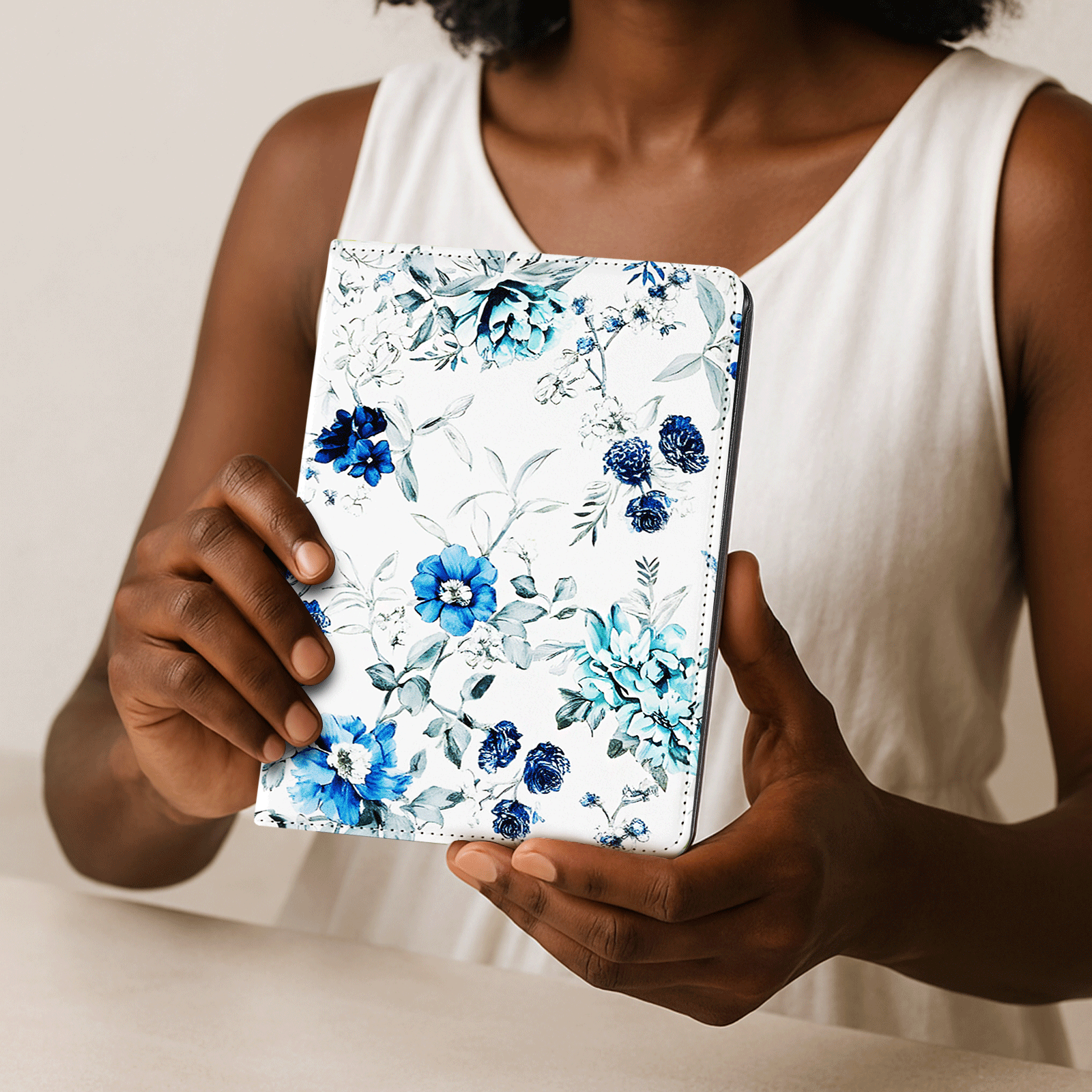 Kindle Paperwhite 12th Gen (2024 7 inch) stand-Prints Case#Color_Blue Floral