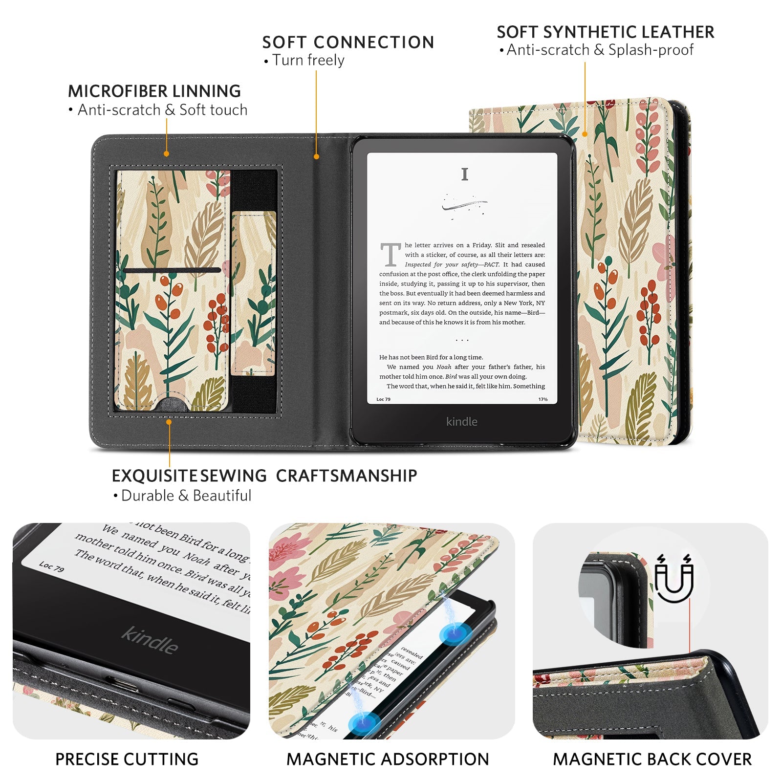 Kindle Paperwhite 12th Gen (2024 7 inch) stand-Prints Case#Color_Botanical Print