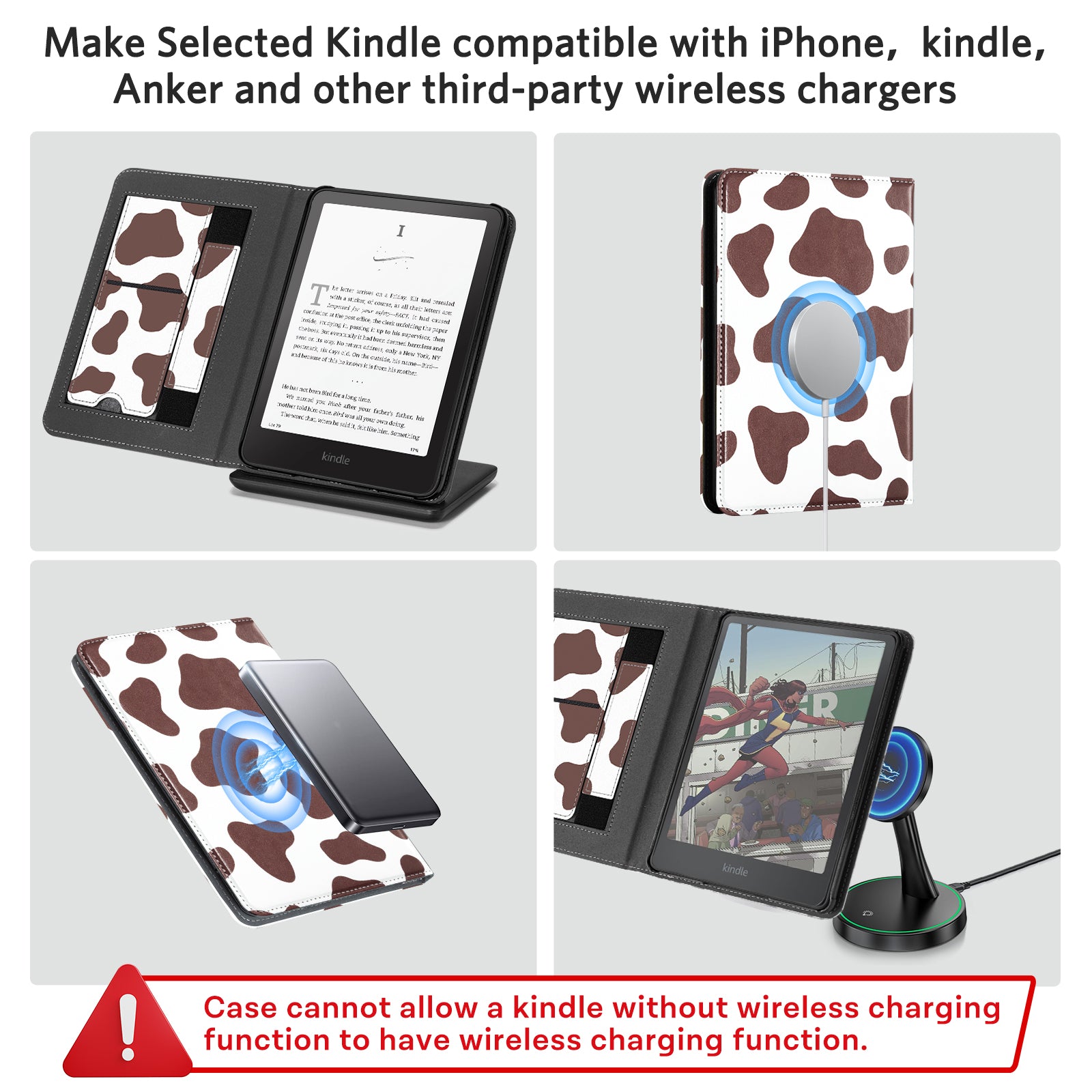 Kindle Paperwhite 12th Gen (2024 7 inch) stand-Prints Case#Color_Brown Cow