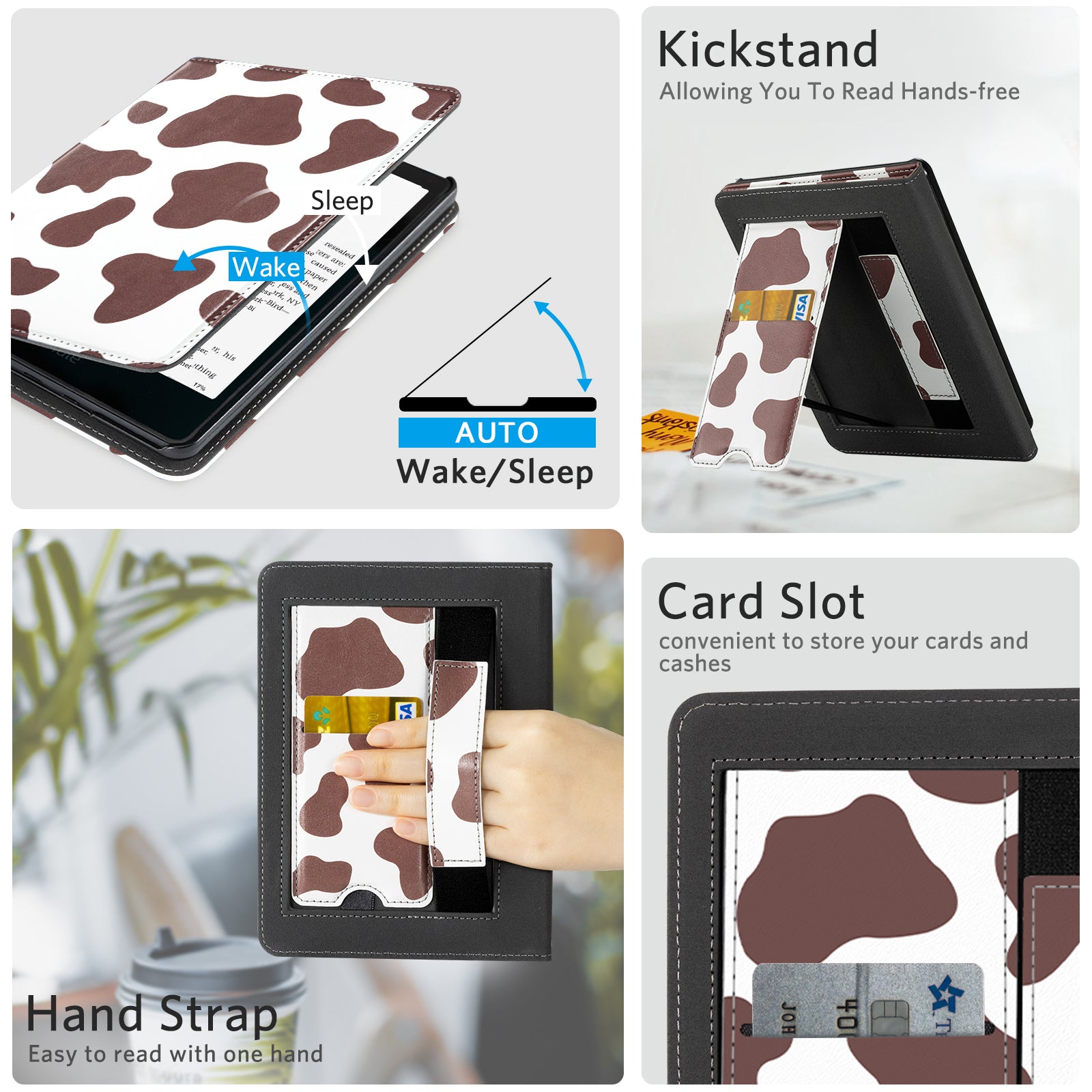 Kindle Paperwhite 12th Gen (2024 7 inch) stand-Prints Case#Color_Brown Cow