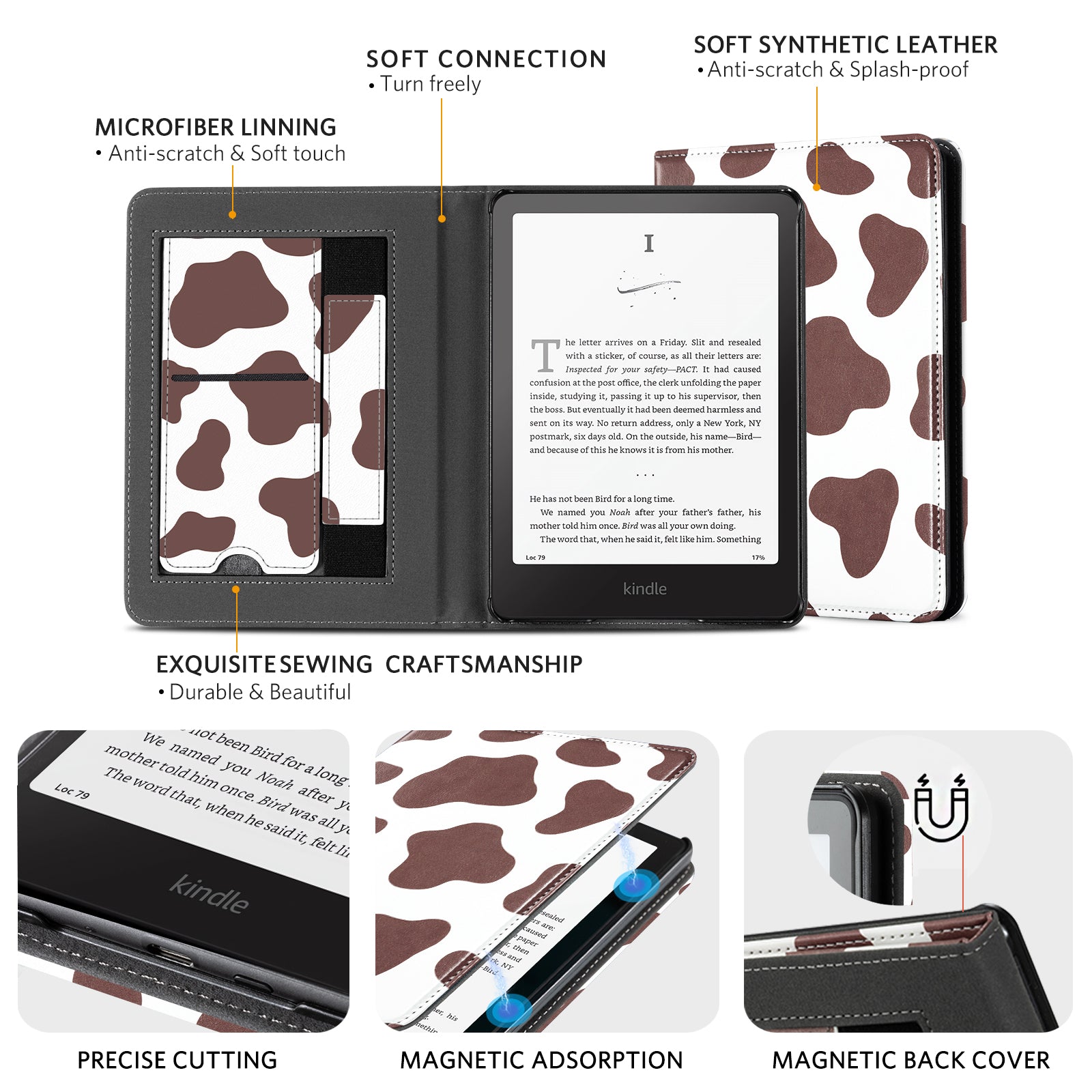 Kindle Paperwhite 12th Gen (2024 7 inch) stand-Prints Case#Color_Brown Cow