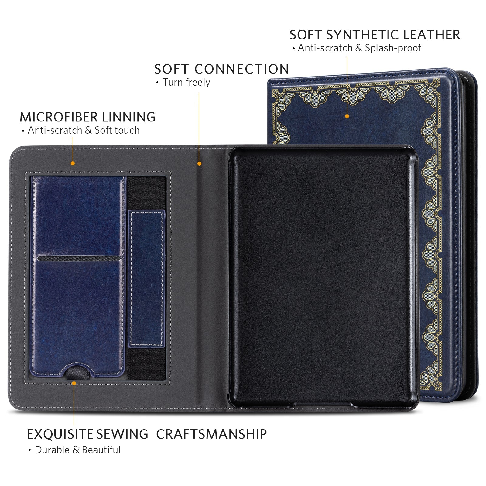 Kindle Paperwhite 12th Gen (2024 7 inch) stand-Prints Case#Color_Dark Blue Notes