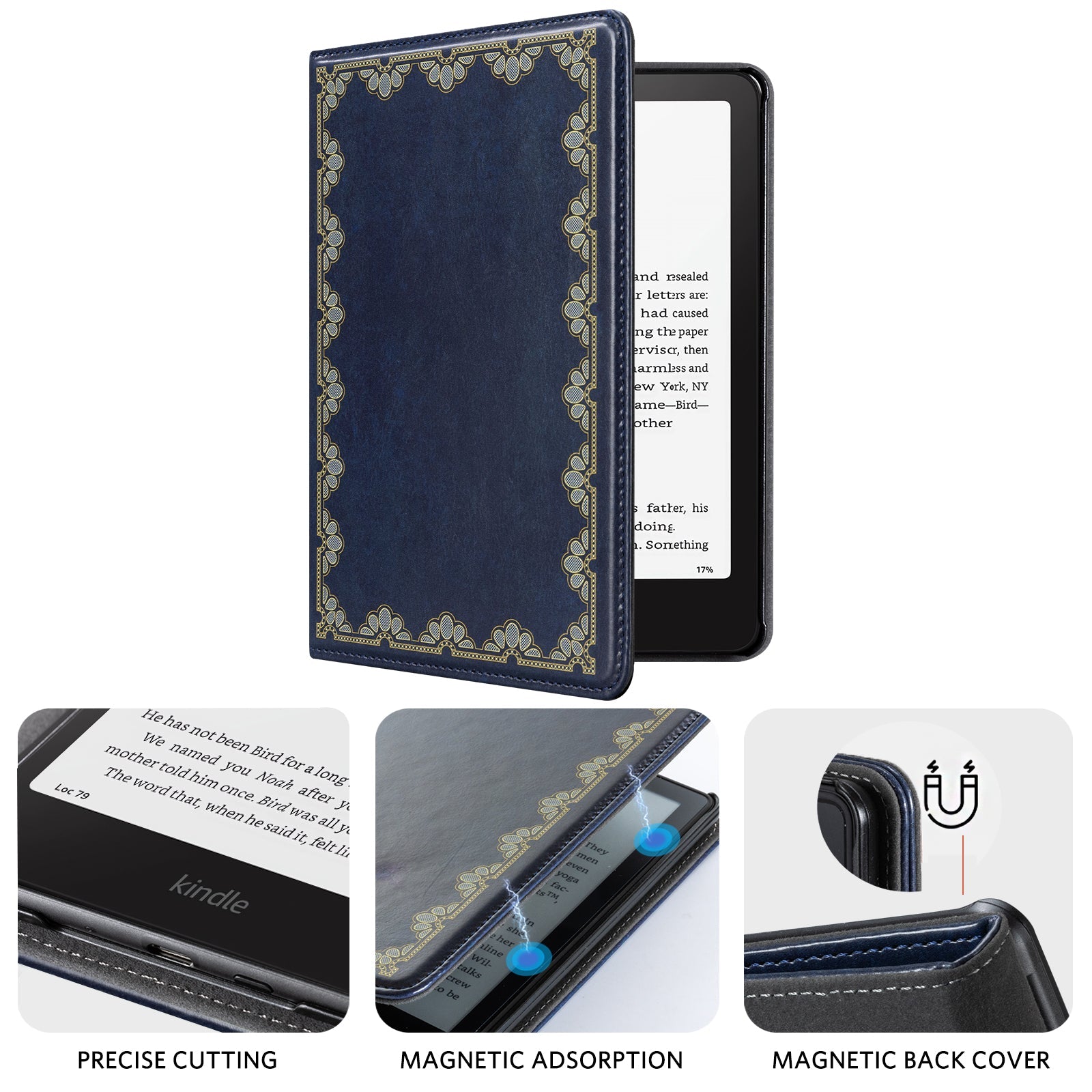 Kindle Paperwhite 12th Gen (2024 7 inch) stand-Prints Case#Color_Dark Blue Notes