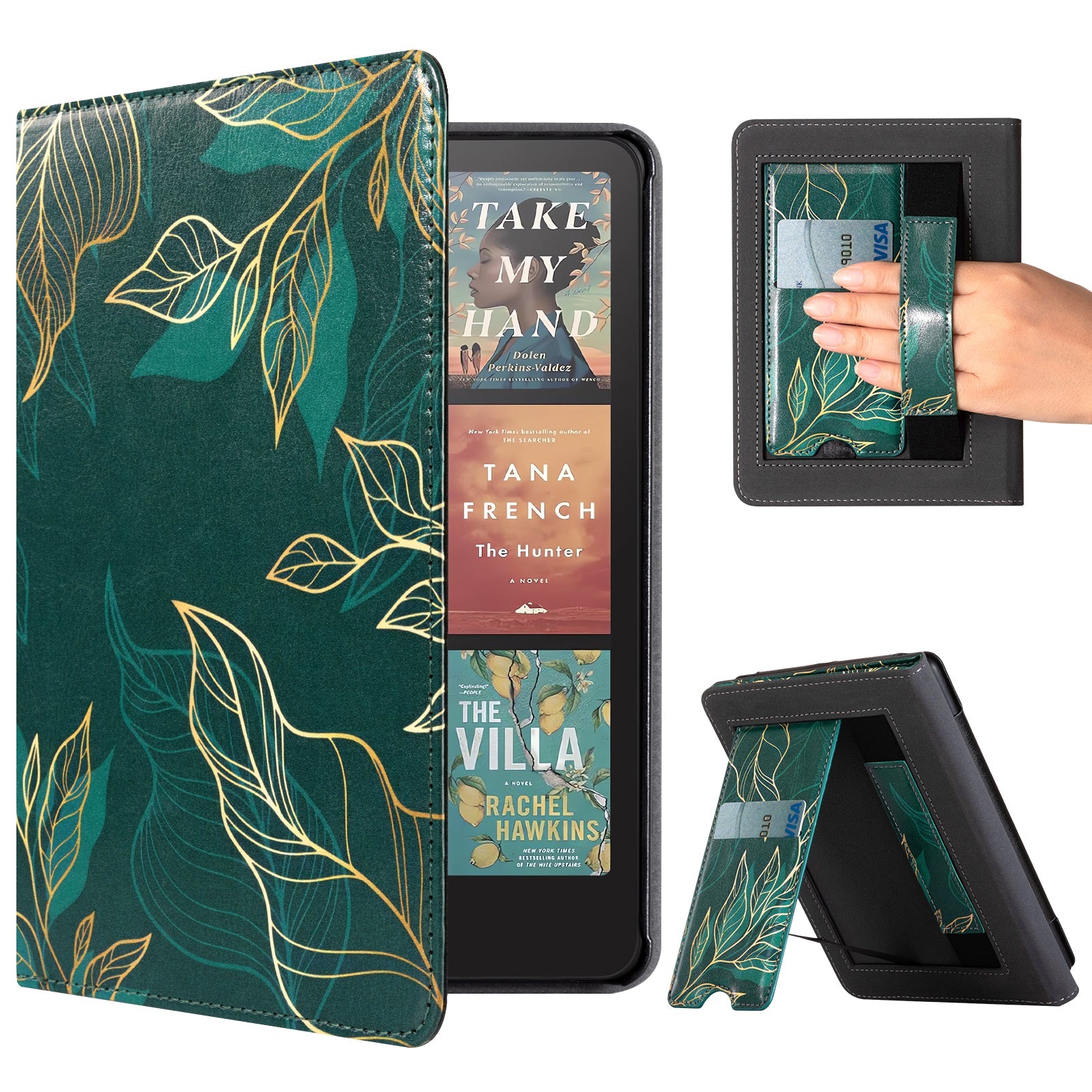 Kindle Paperwhite 12th Gen (2024 7 inch) stand-Prints Case#Color_Dark Green Floral