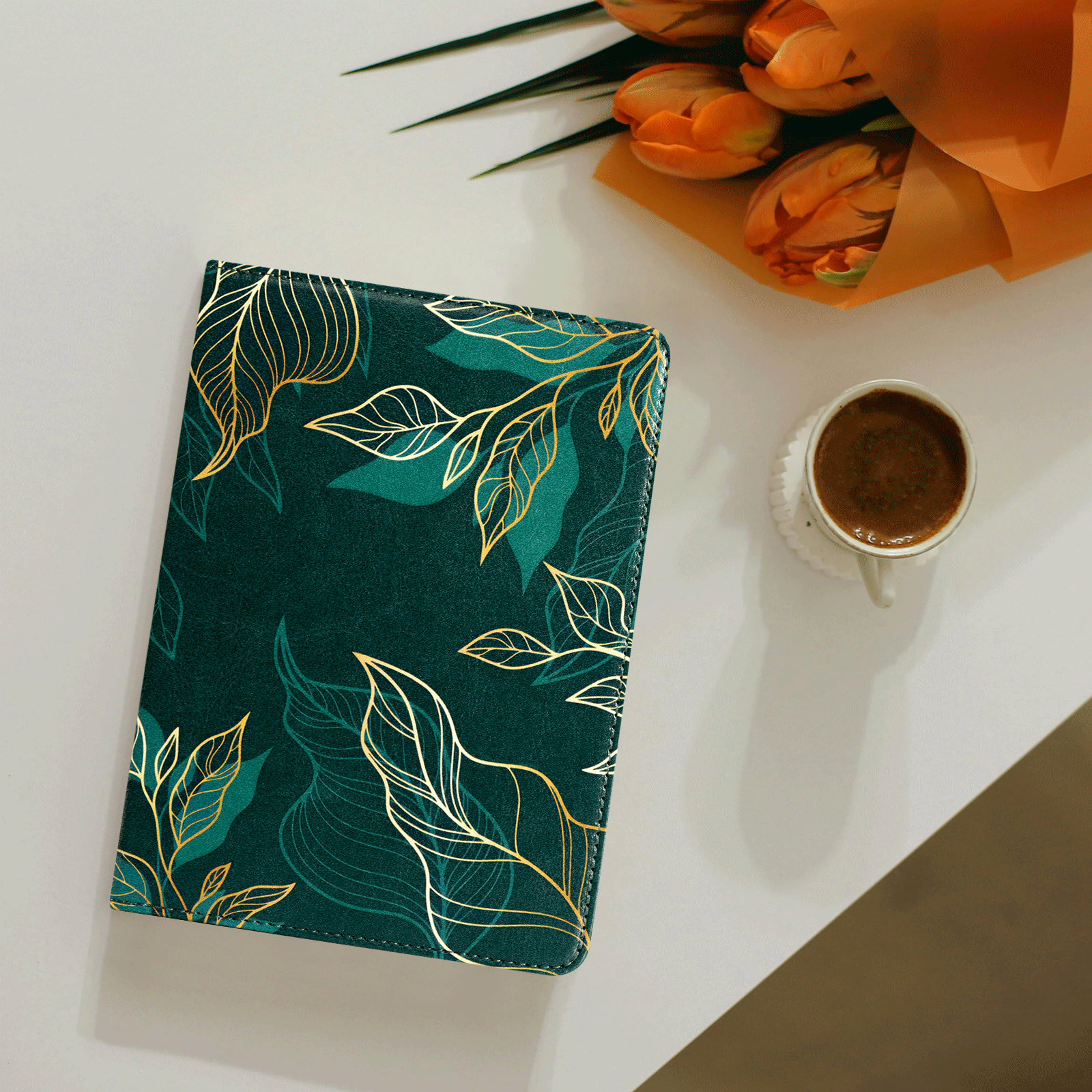 Kindle Paperwhite 12th Gen (2024 7 inch) stand-Prints Case#Color_Dark Green Floral