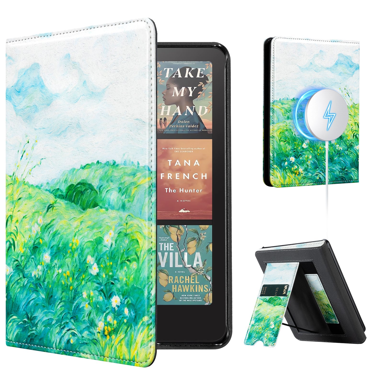 Kindle Paperwhite 12th Gen (2024 7 inch) stand-Prints Case#Color_Green Field
