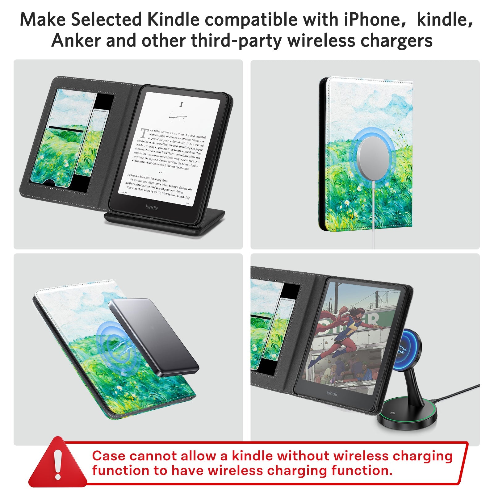 Kindle Paperwhite 12th Gen (2024 7 inch) stand-Prints Case#Color_Green Field