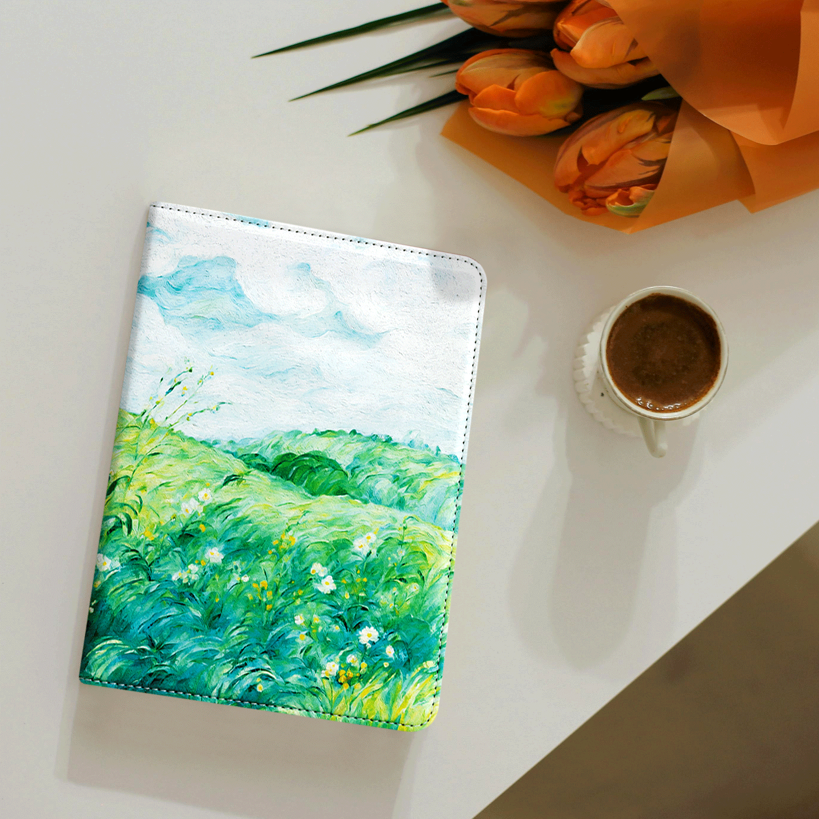 Kindle Paperwhite 12th Gen (2024 7 inch) stand-Prints Case#Color_Green Field
