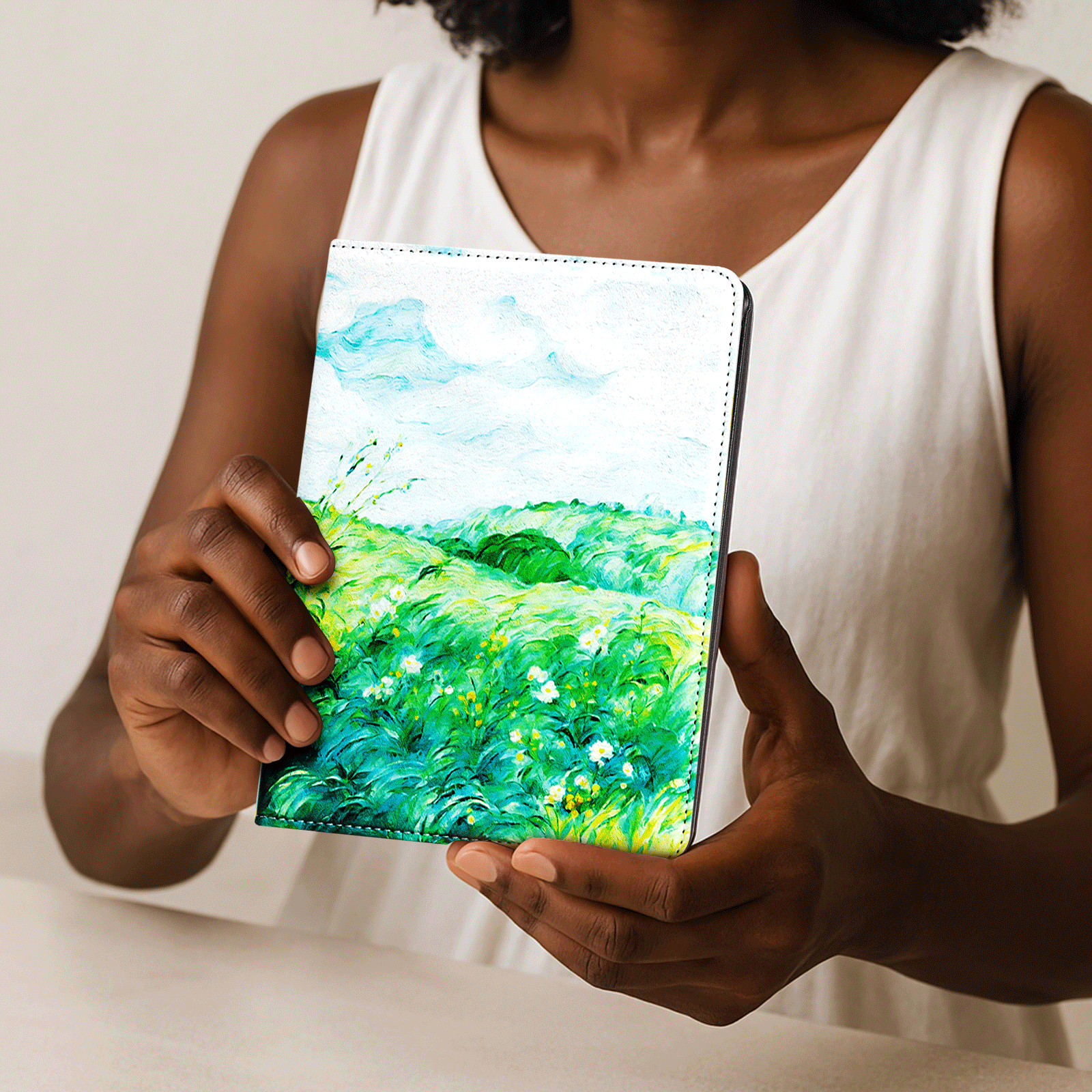 Kindle Paperwhite 12th Gen (2024 7 inch) stand-Prints Case#Color_Green Field