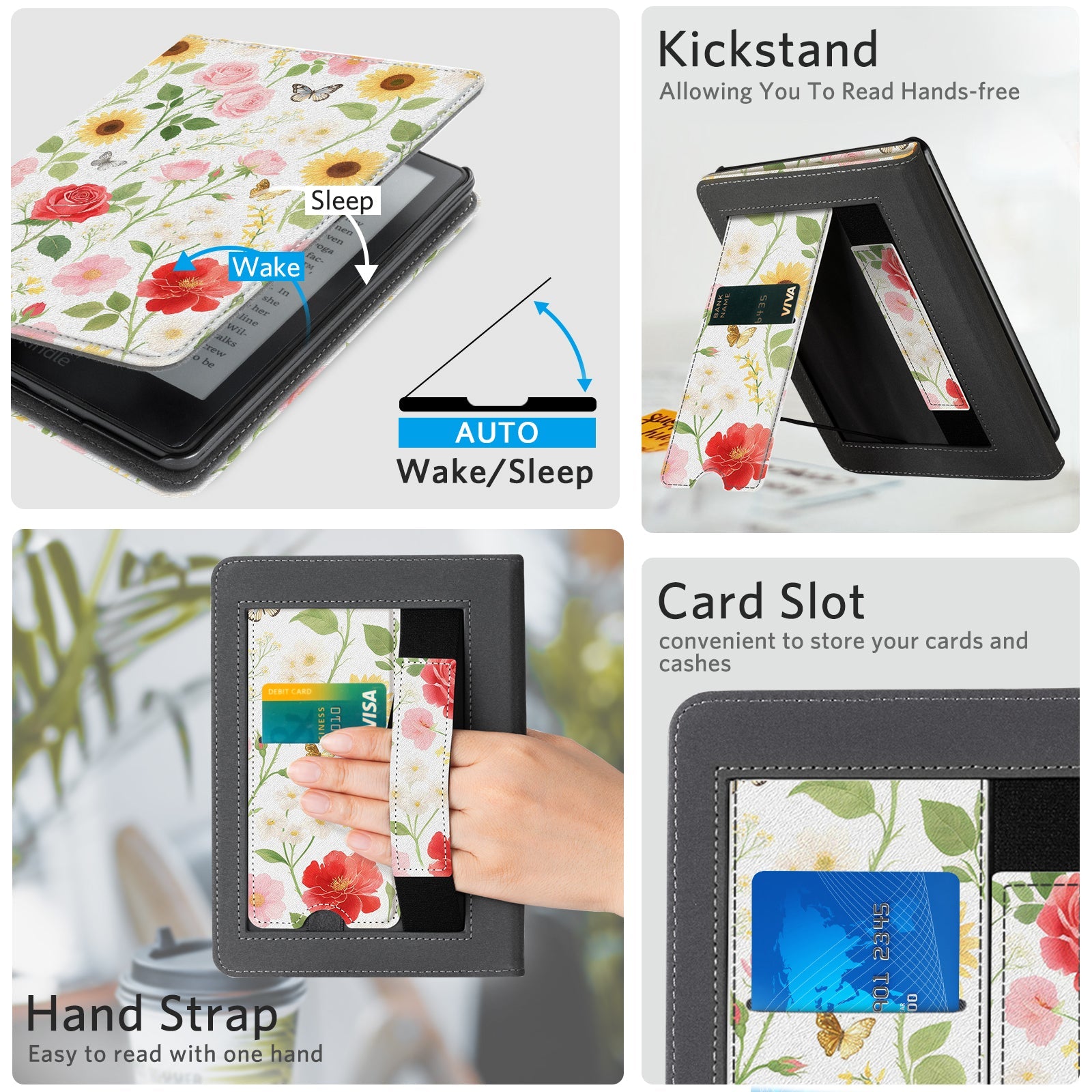 Kindle Paperwhite 12th Gen (2024 7 inch) stand-Prints Case#Color_Joyful Garden
