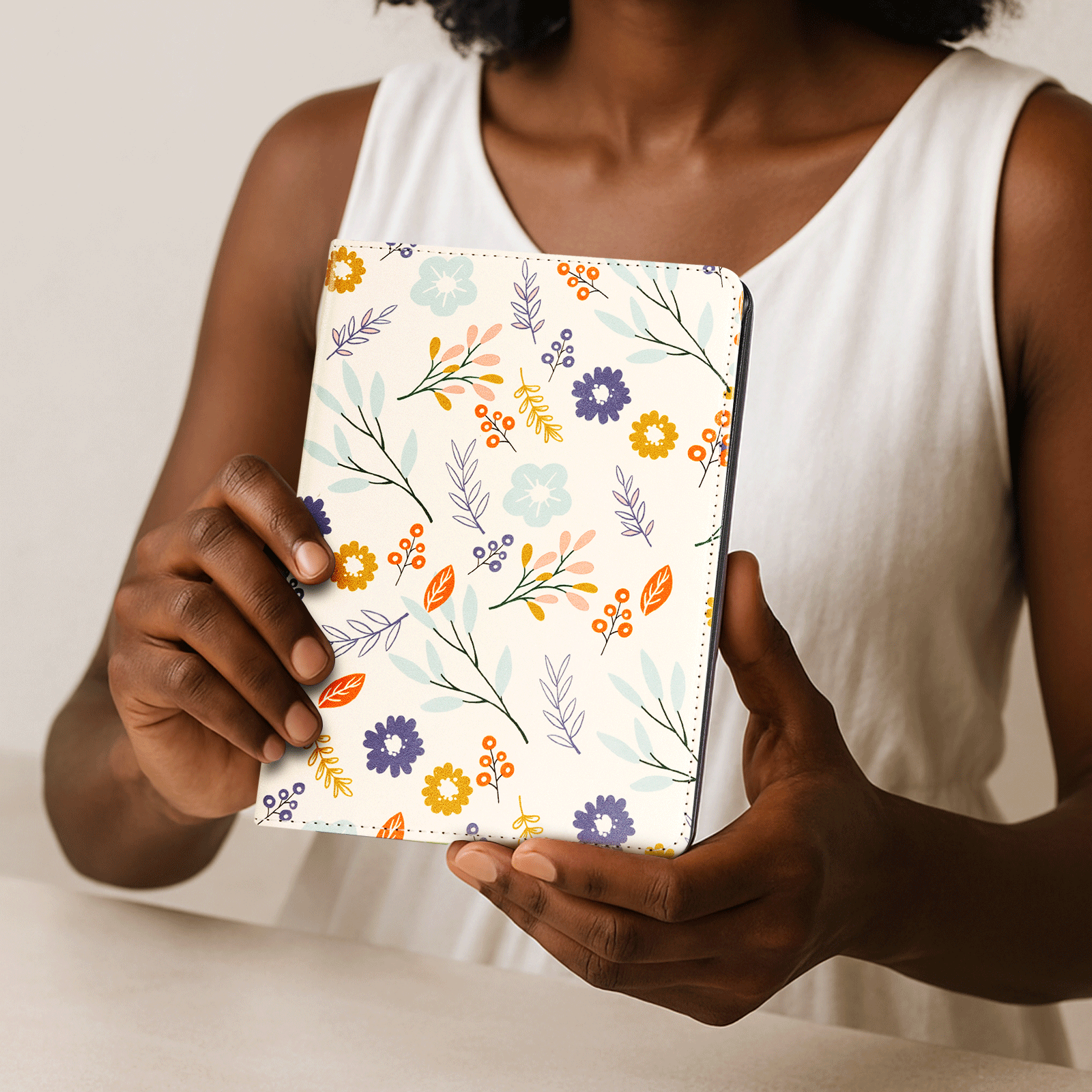 Eden Light Green Floral Kindle Paperwhite 7 inch Case With Stand