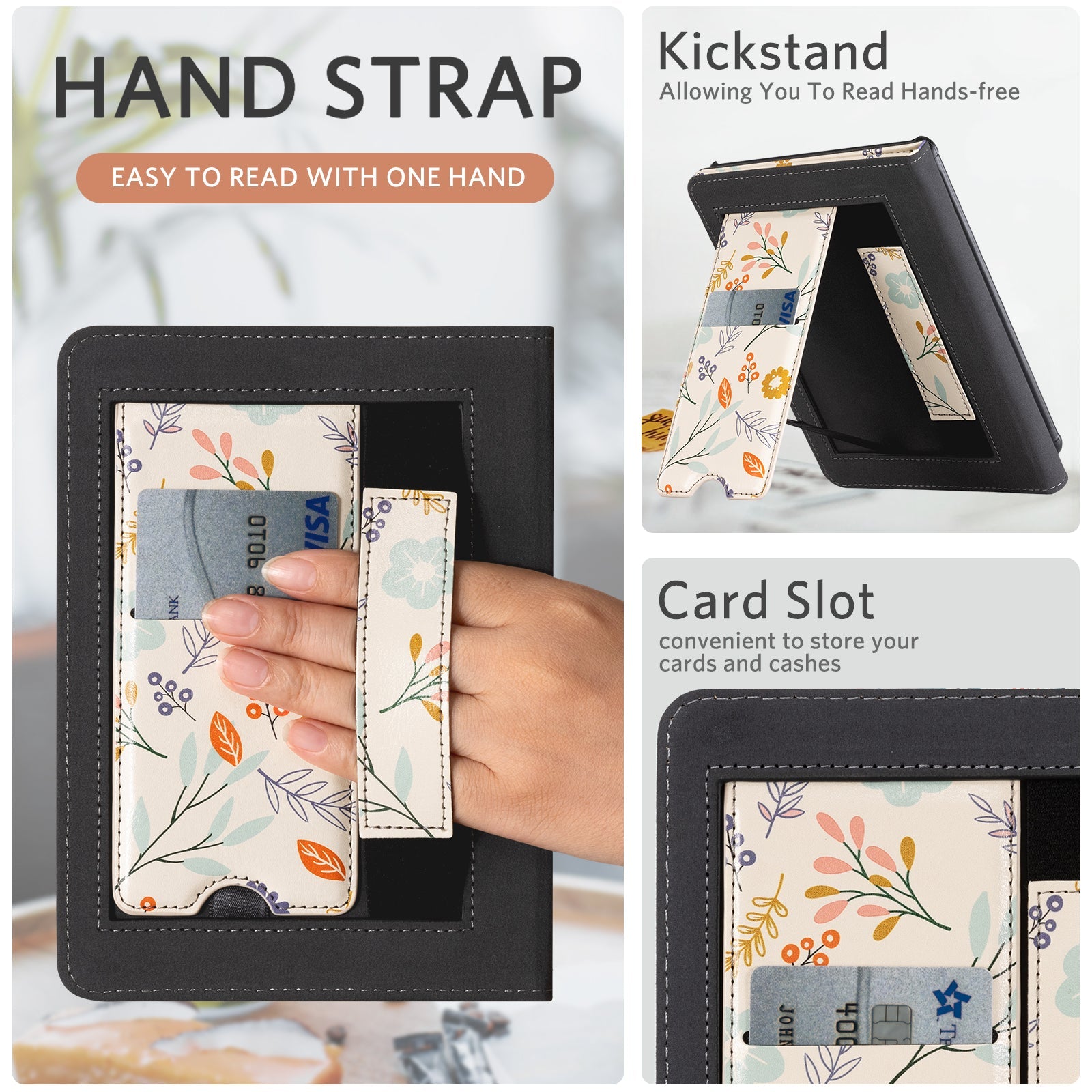 Eden Light Green Floral Kindle Paperwhite 7 inch Case With Stand