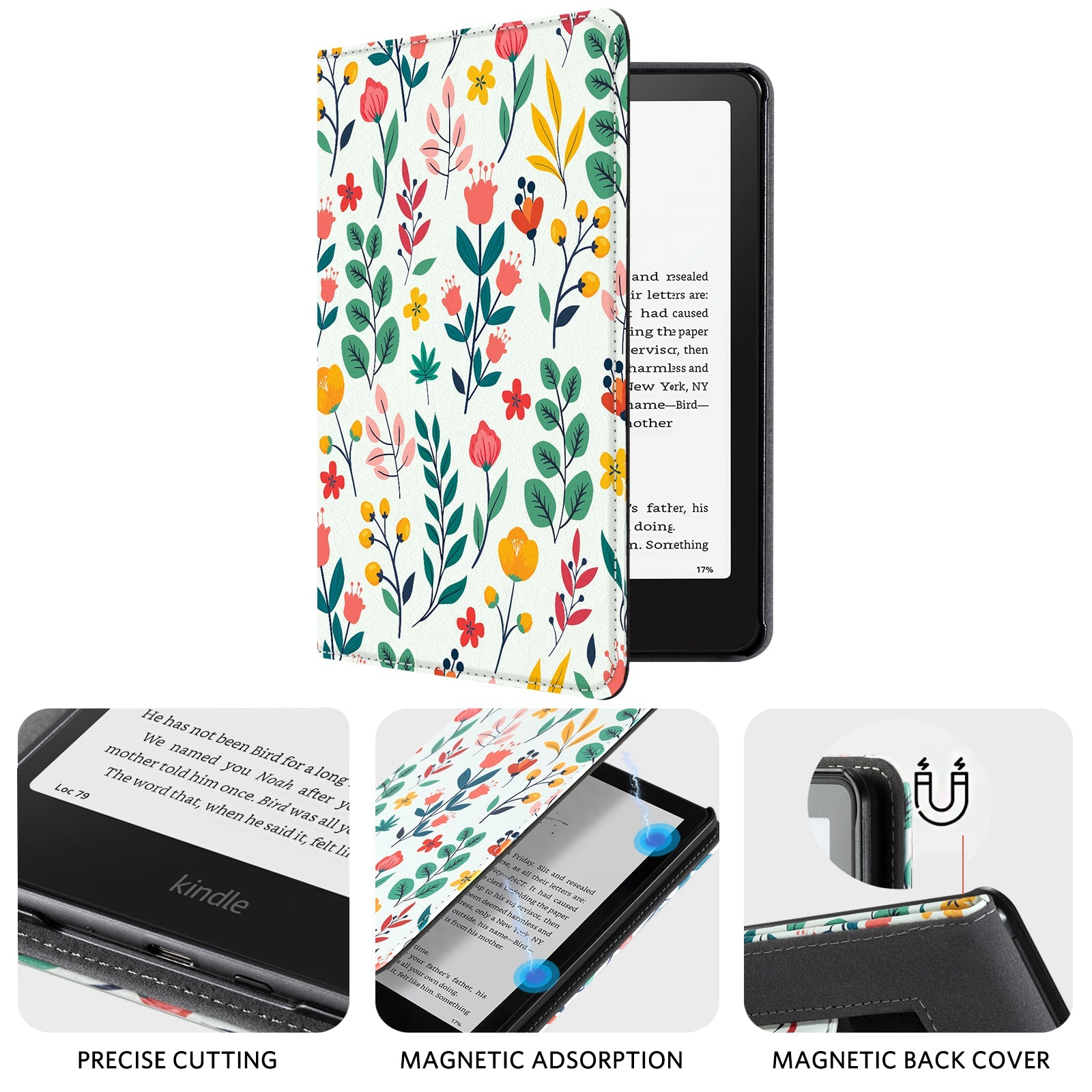 Eden Light Green Sea Of Flowers Kindle Paperwhite 7 inch Case With Stand