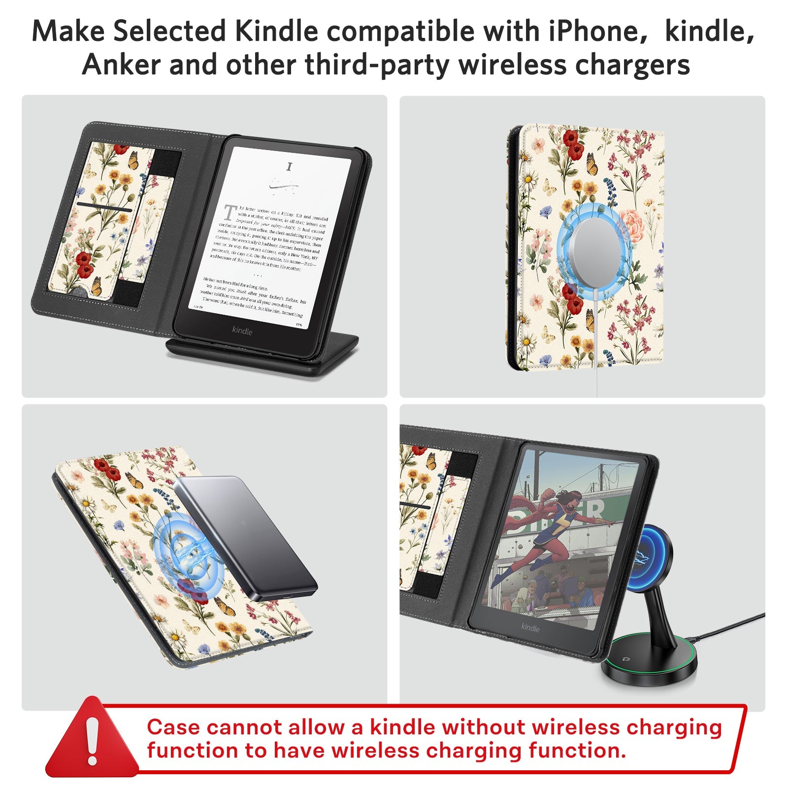 Eden Orange Floral Kindle Paperwhite 7 inch Case With Stand