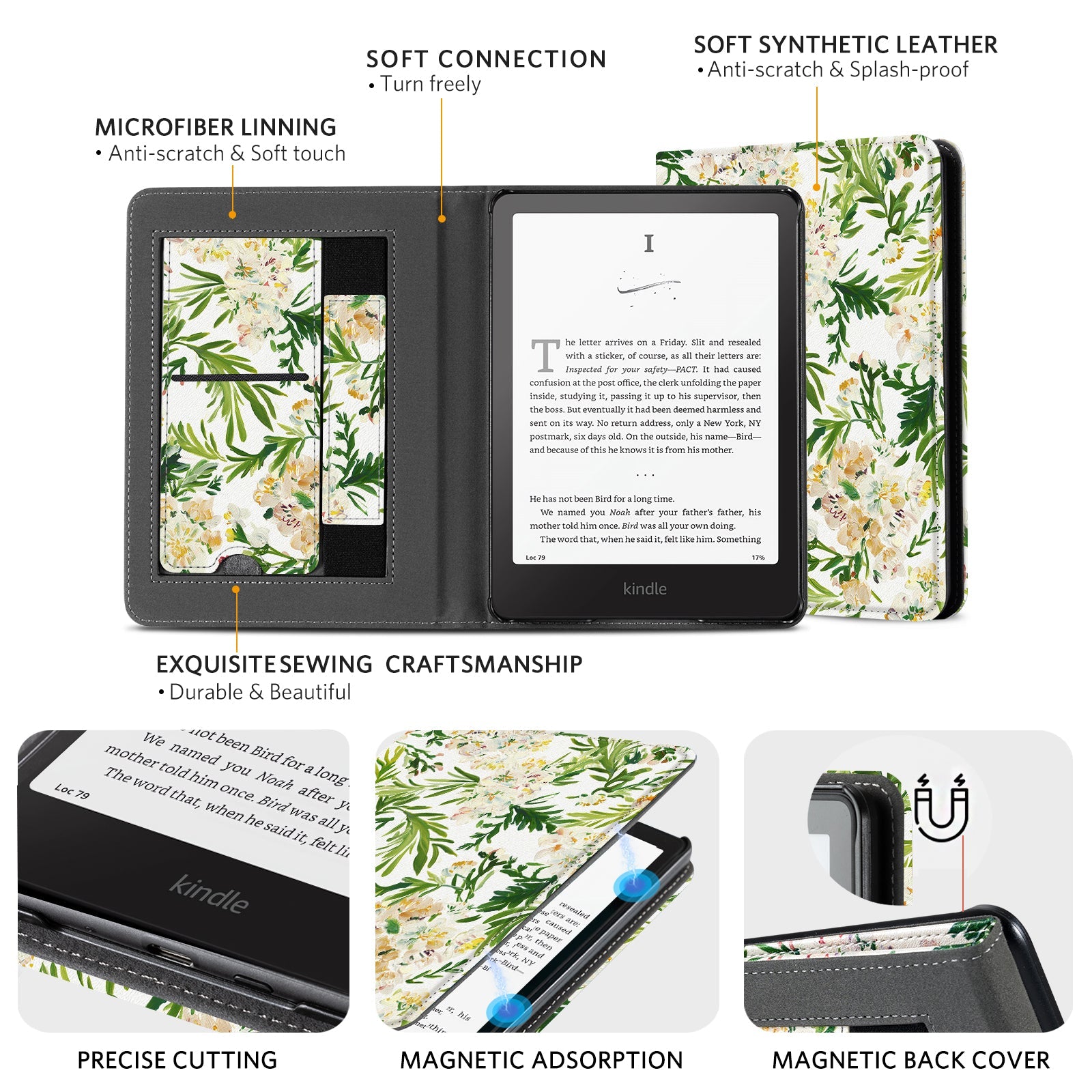 Eden Sea Of Flower Kindle Paperwhite 7 inch Case With Stand