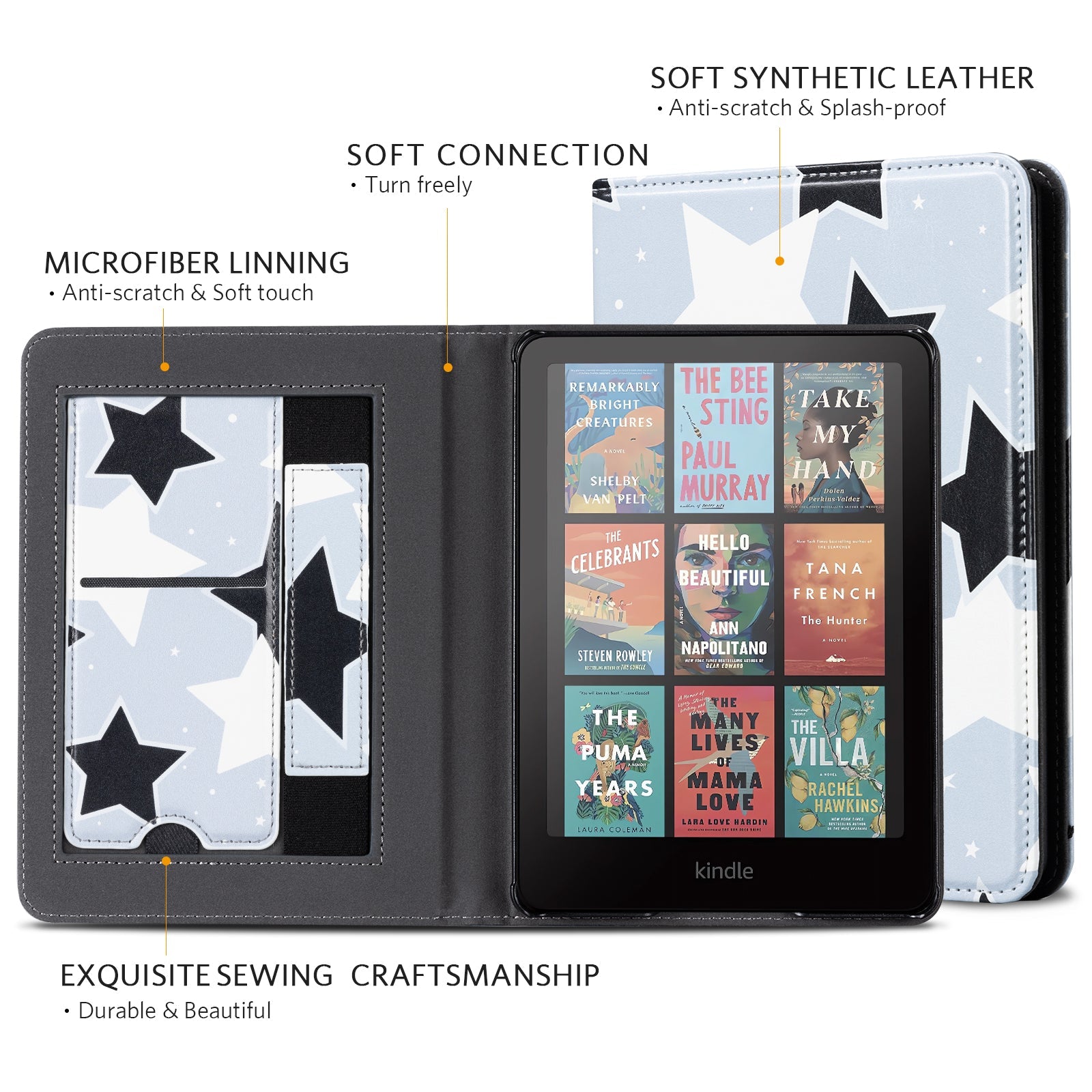Kindle Paperwhite 12th Gen (2024 7 inch) stand-Prints Case#Color_Star